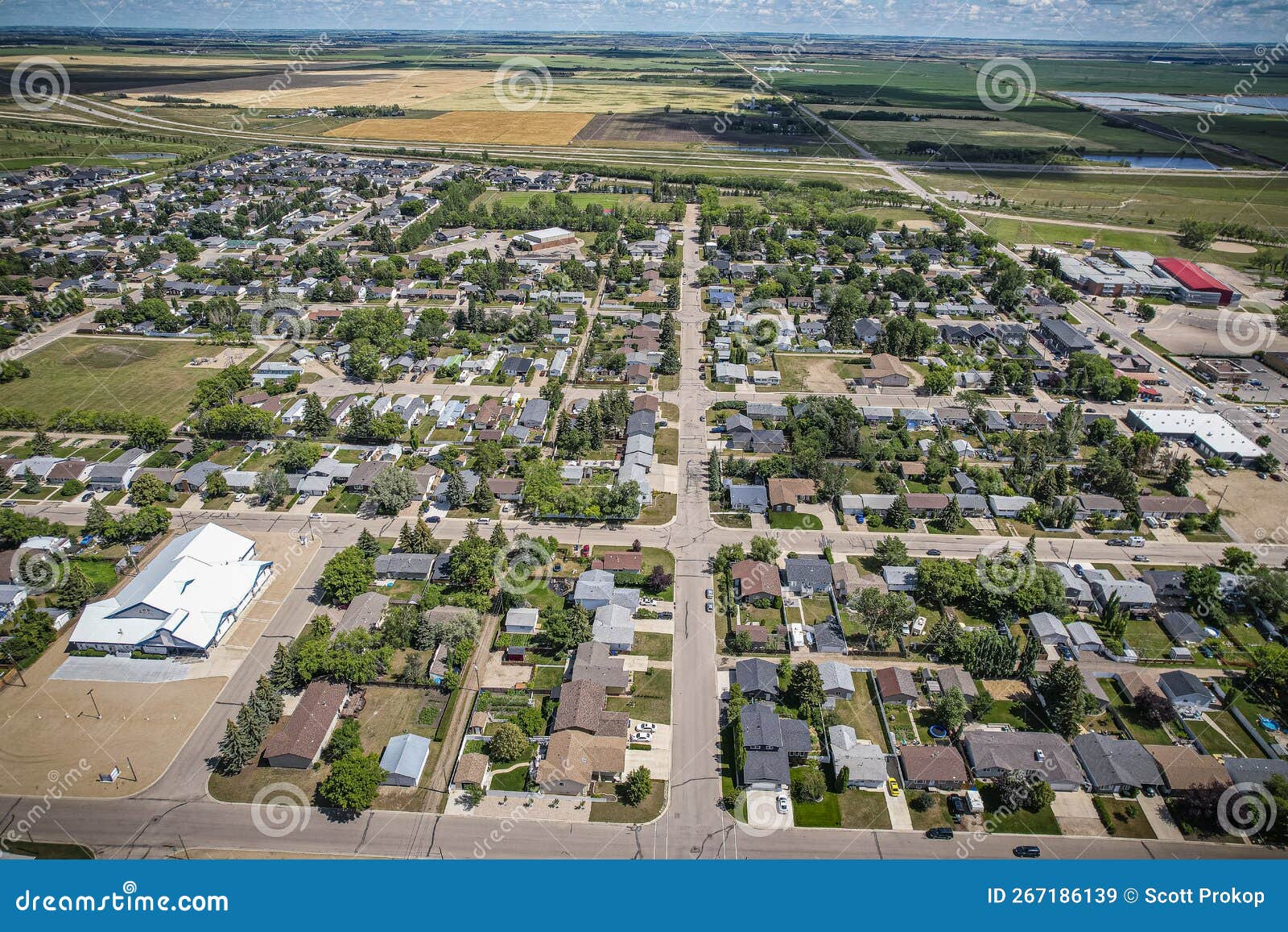 Aerial View of Warman in Central Saskatchewan, Canada Stock Image