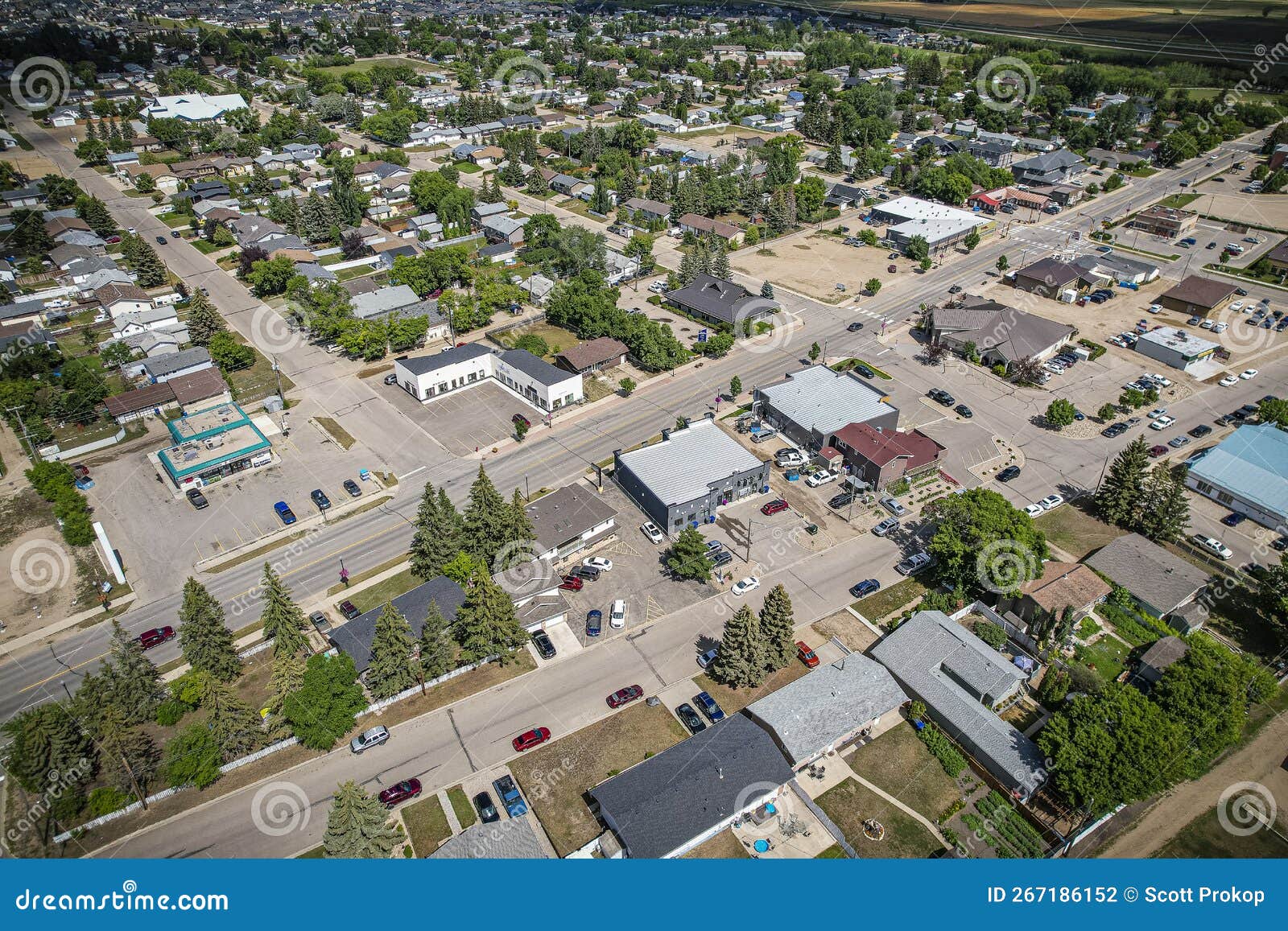 Aerial View of Warman in Central Saskatchewan, Canada Stock Photo