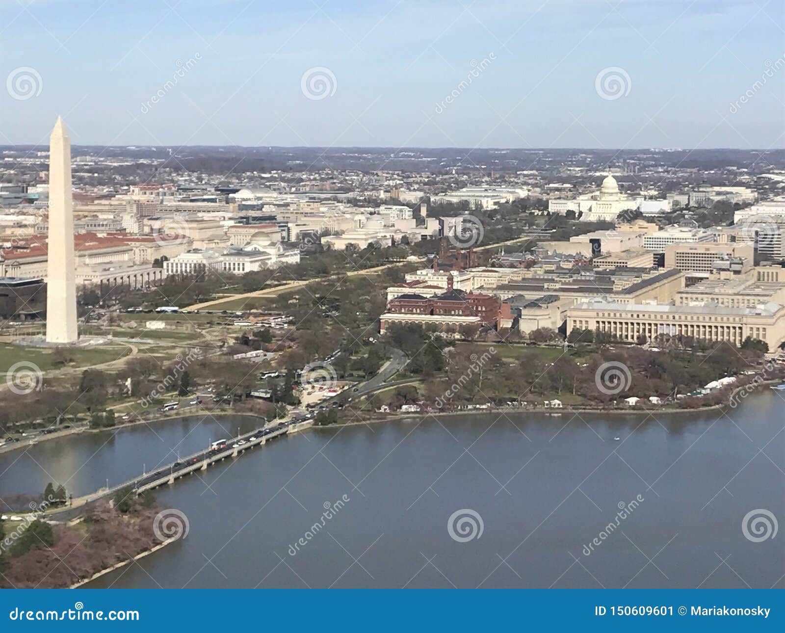 Aerial View Of Washington Dc Skyline Stock Image Image Of Monuments