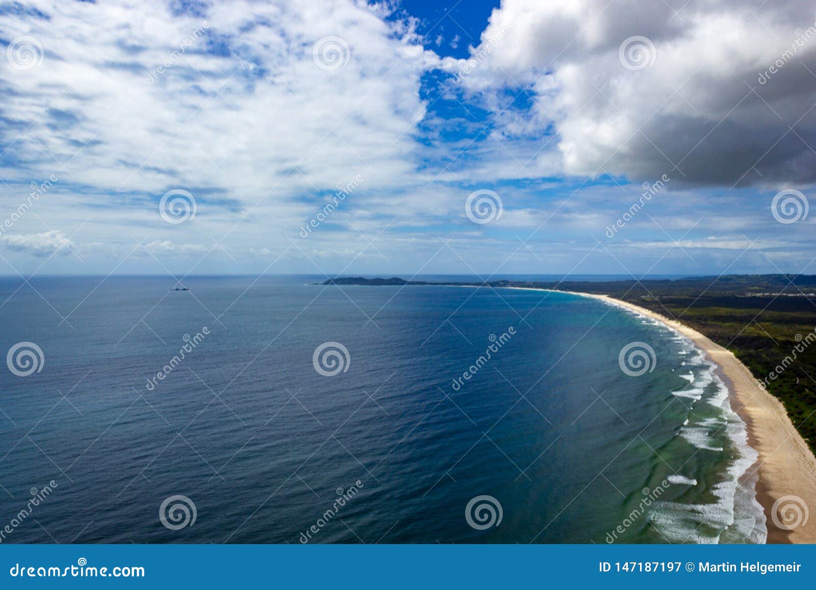 aerial view of wategoes beach at byron bay. the photo was taken out of a gyrocopter, byron bay, queensland, australia