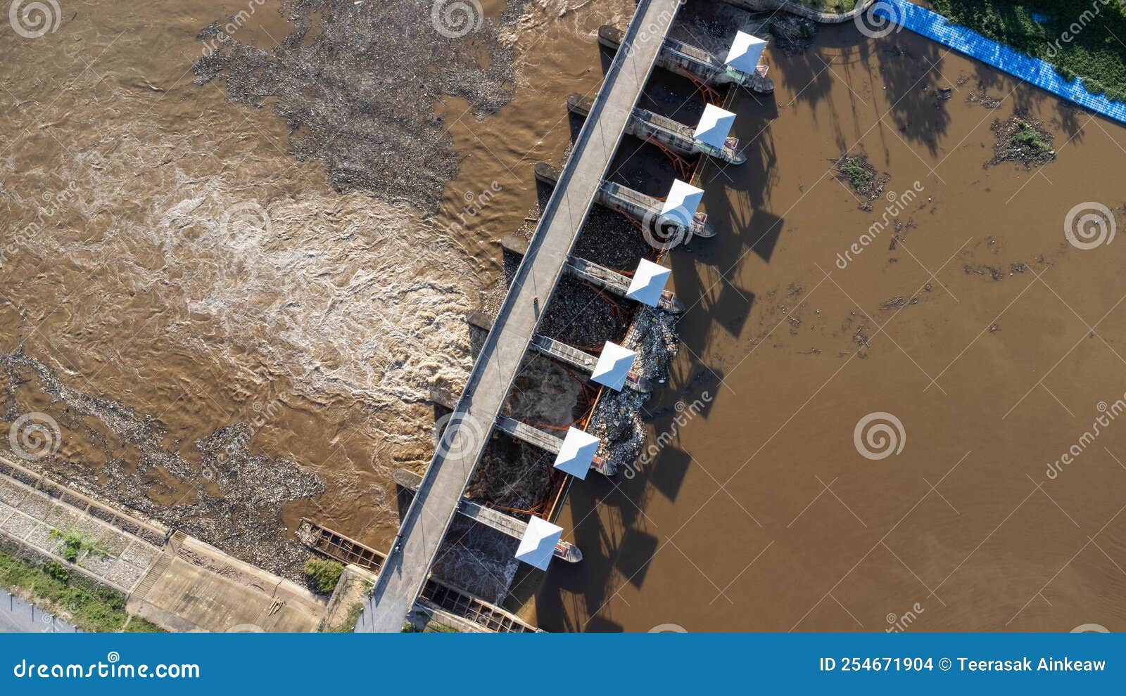 Aerial View Water Released Drainage Channel Stock Photo 2694960726