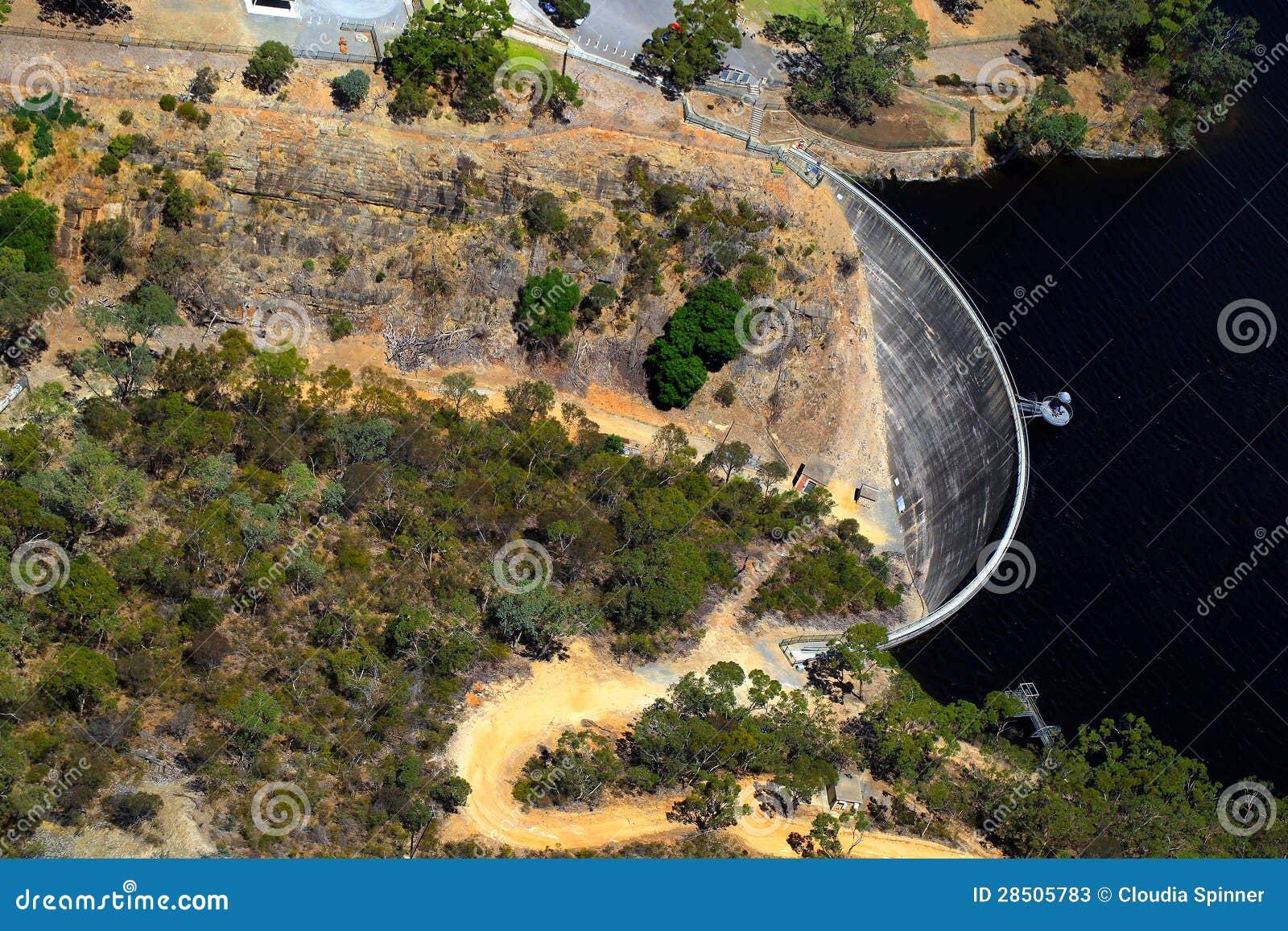 aerial view of whispering wall, barossa reservoir, adelaide, sou