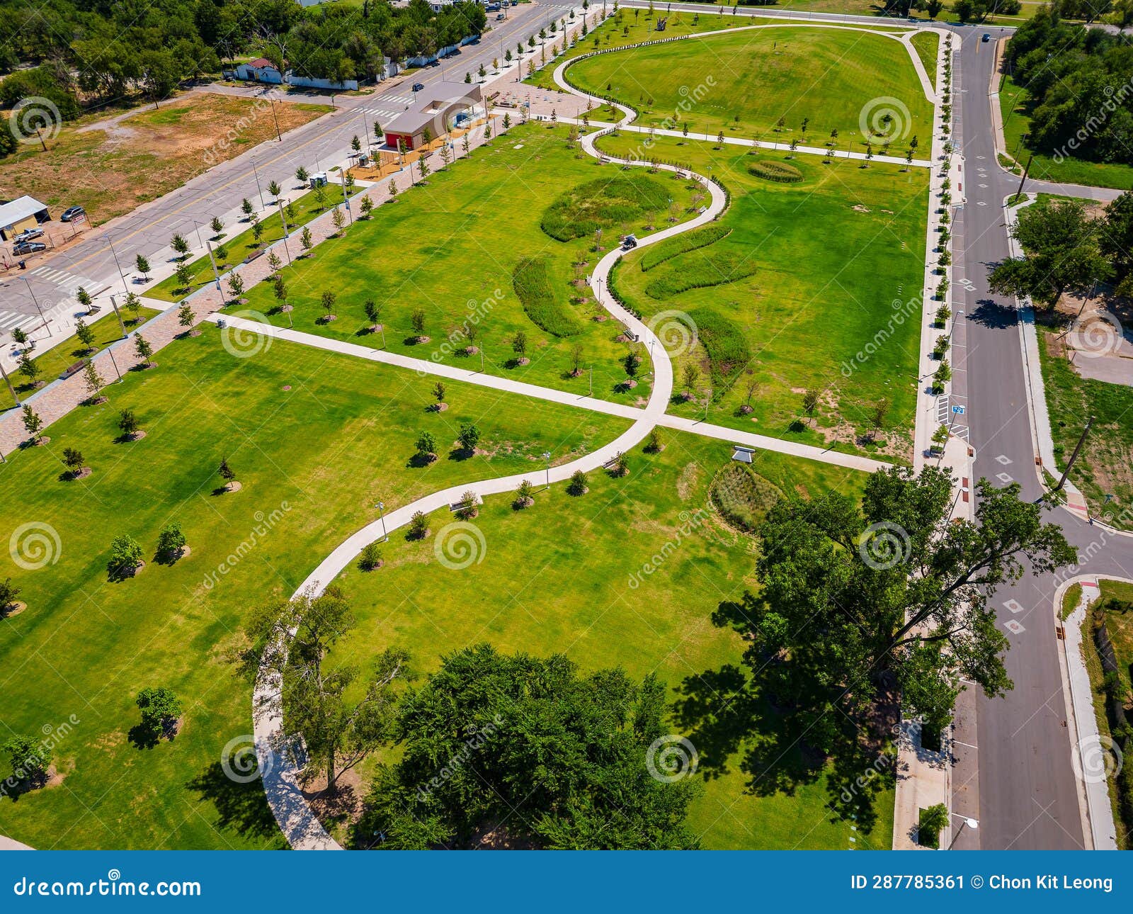 Aerial View of the Wiley Post Park Stock Image Image of view