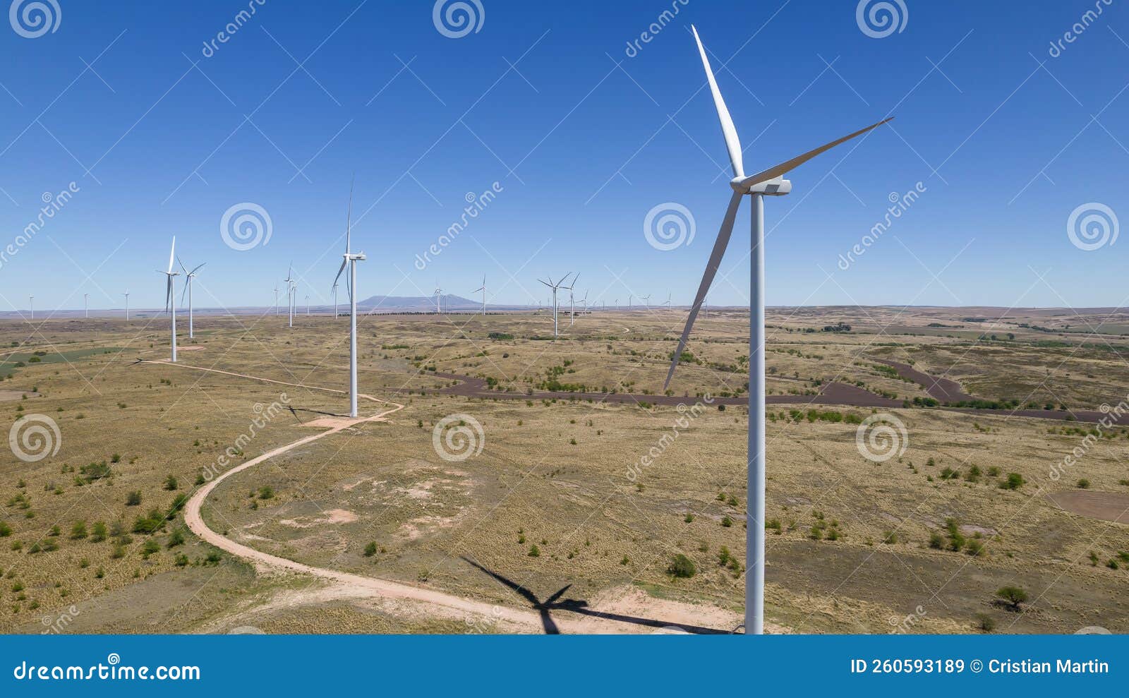 Aerial view of wind farm stock image. Image of sustainable 260593189