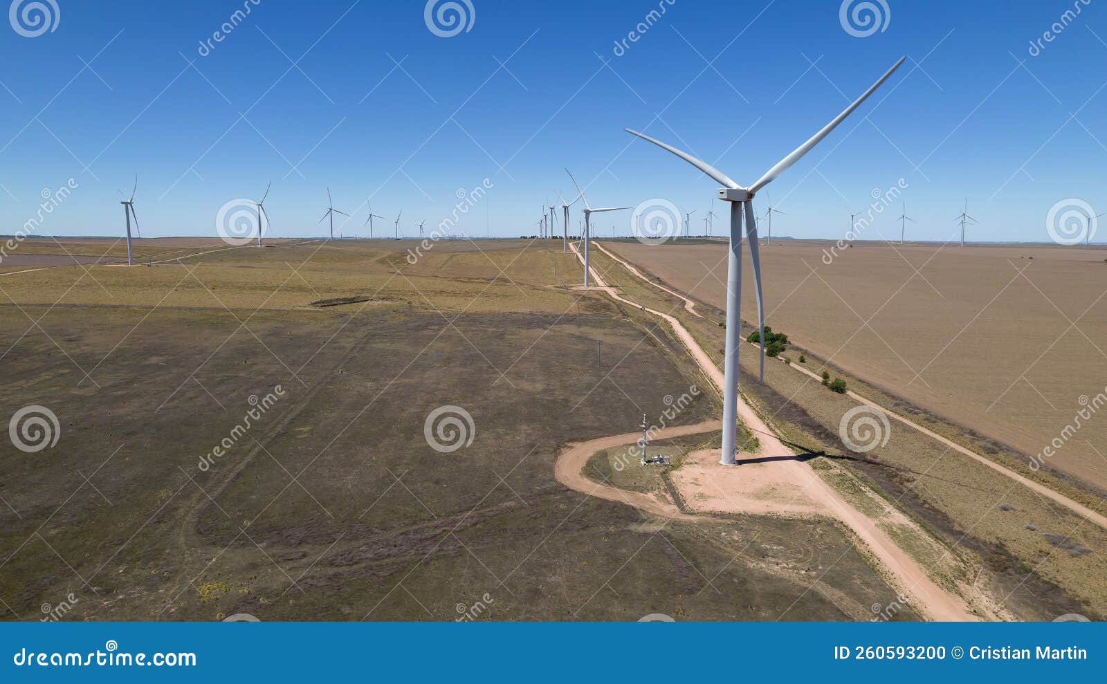 Aerial view of wind farm stock photo. Image of clean 260593200