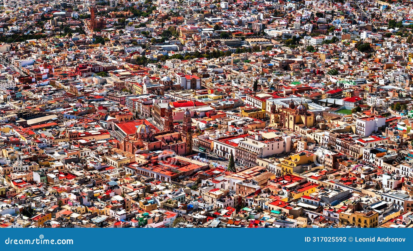 aerial view of zacatecas from bufa hill in mexico