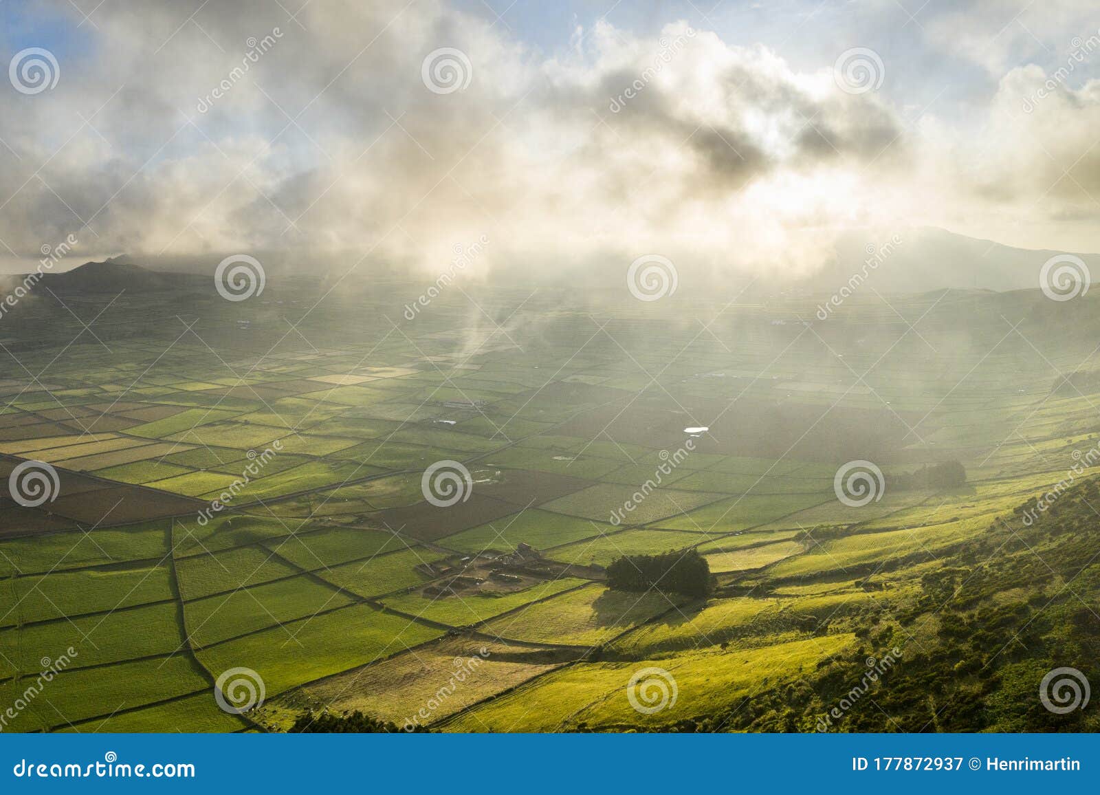 aerial views on the typical abstract countryside of the east of terceira island, one of the islands of the aÃÂ§ores azores