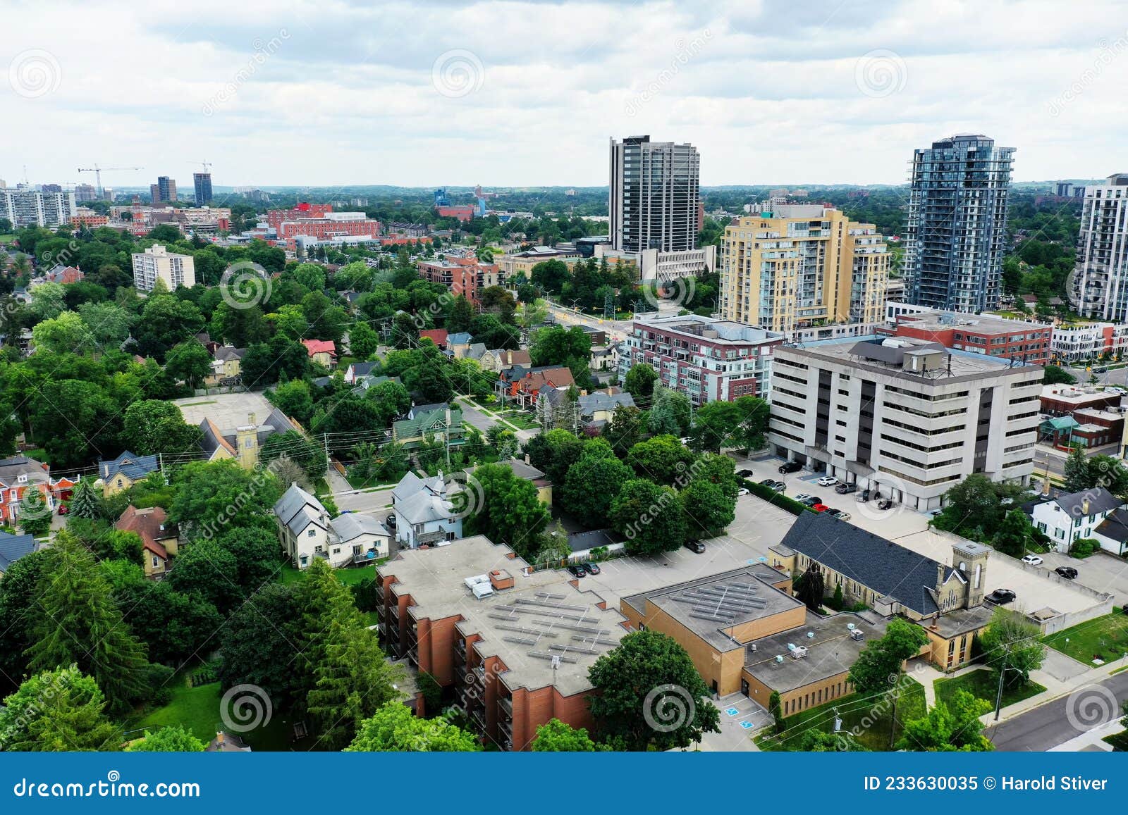 Aerial of Waterloo, Ontario, Canada Downtown Stock Image Image of green, traffic 233630035