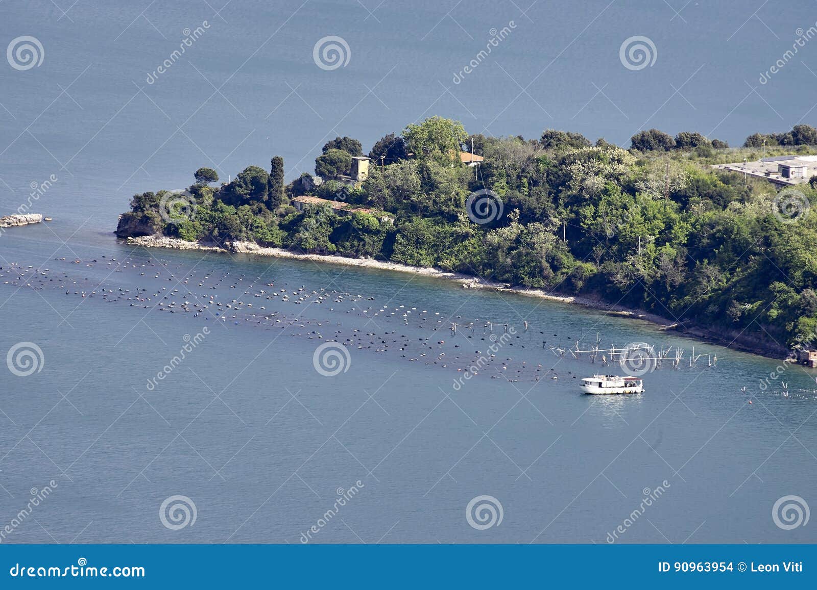 aerialview of palmaria island take from muzzerone mountain