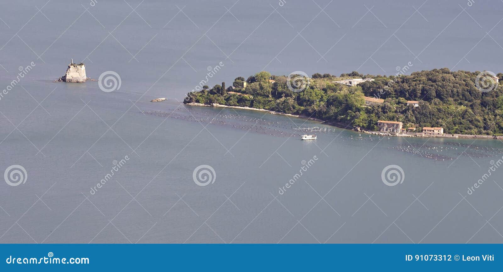 aerialview of palmaria island take from muzzerone mountain