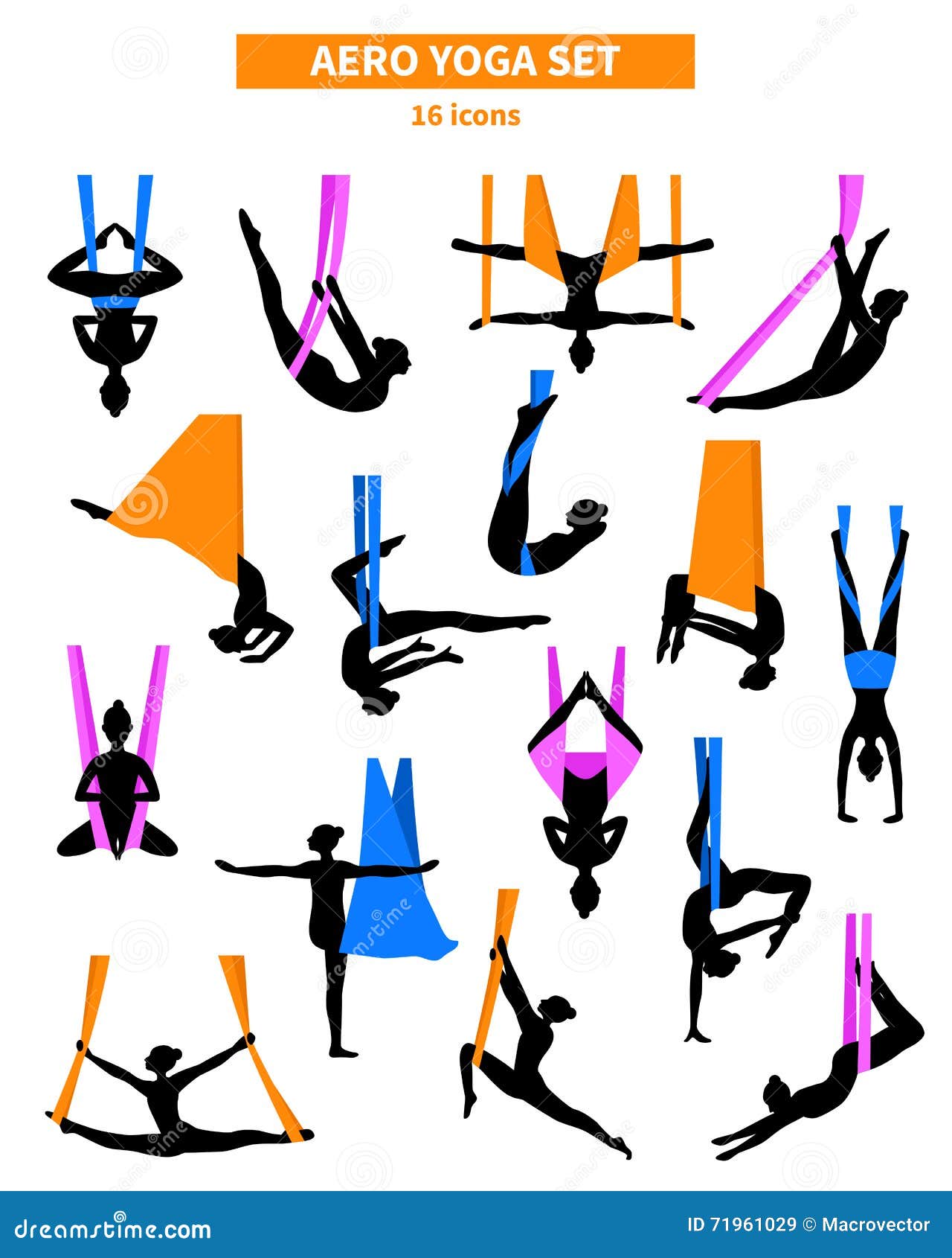 aero yoga black white icon set