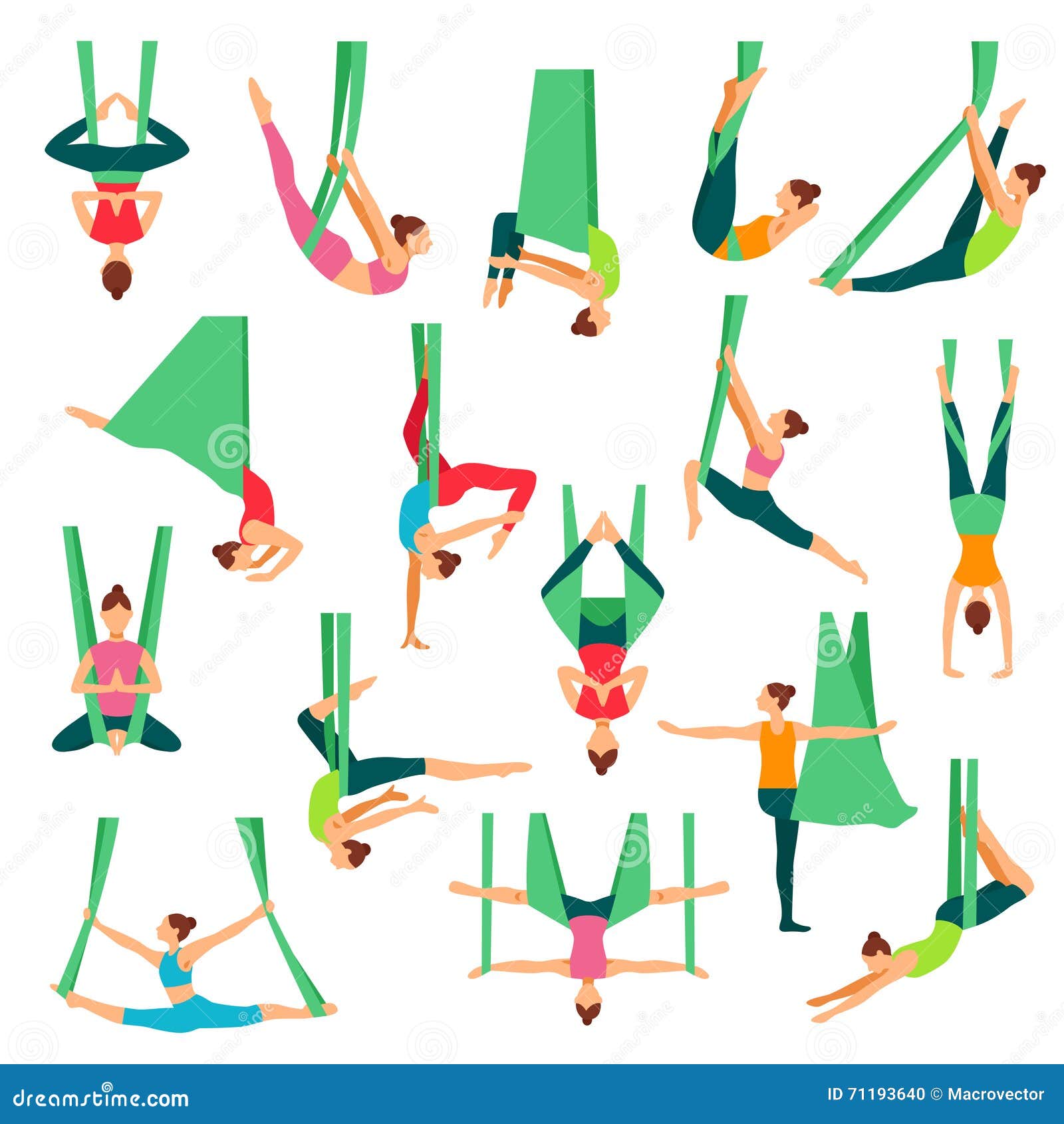 aero yoga decorative icons set