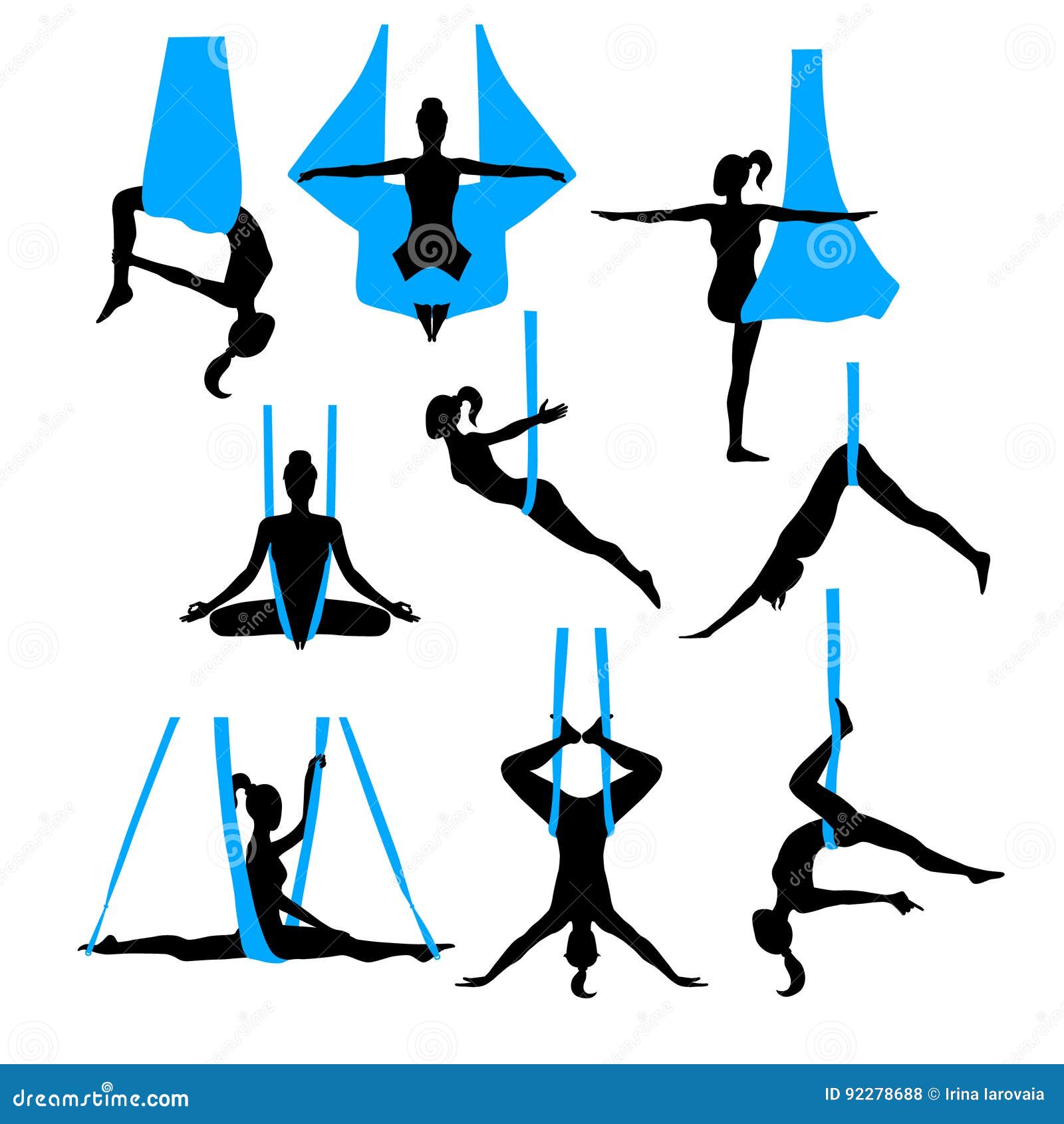 aero yoga silhouettes. black and white icons.  .