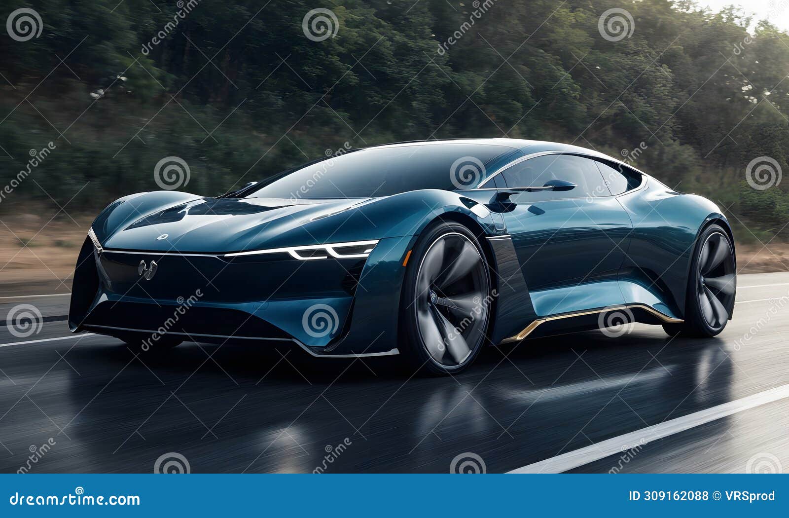 aerodynamic electric sports car on the move