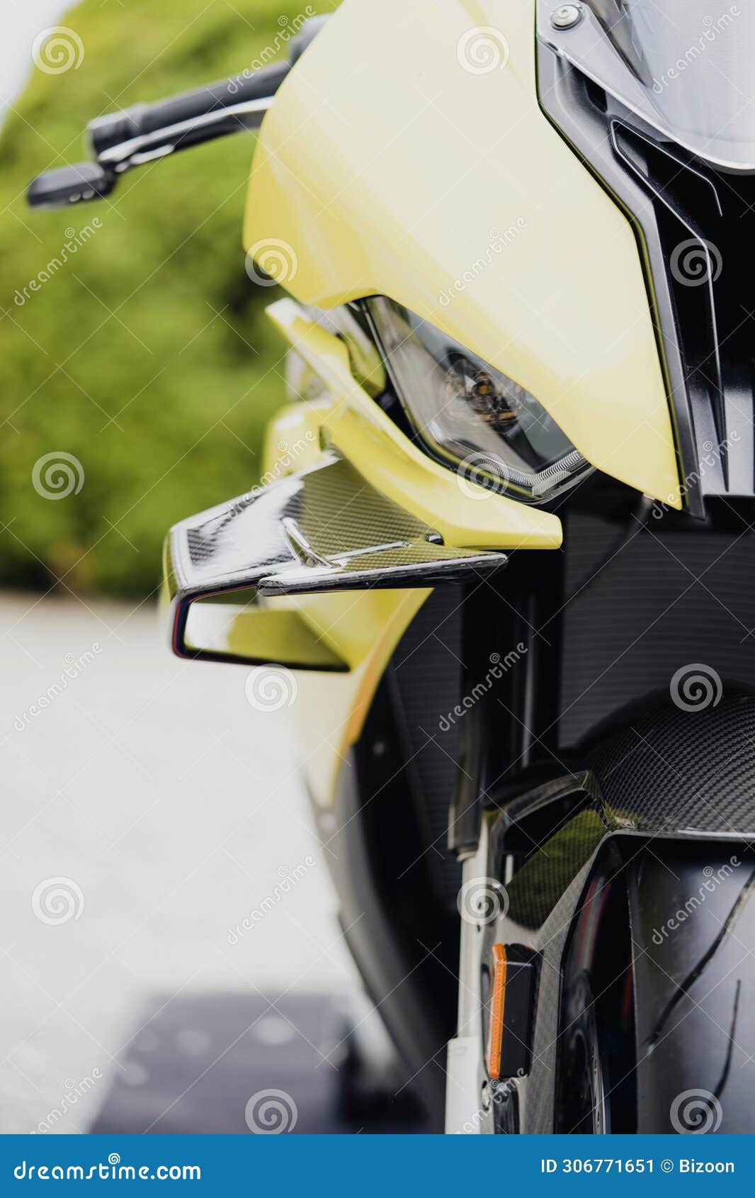 aerodynamic flaps or wings on a modern sports motorcycle