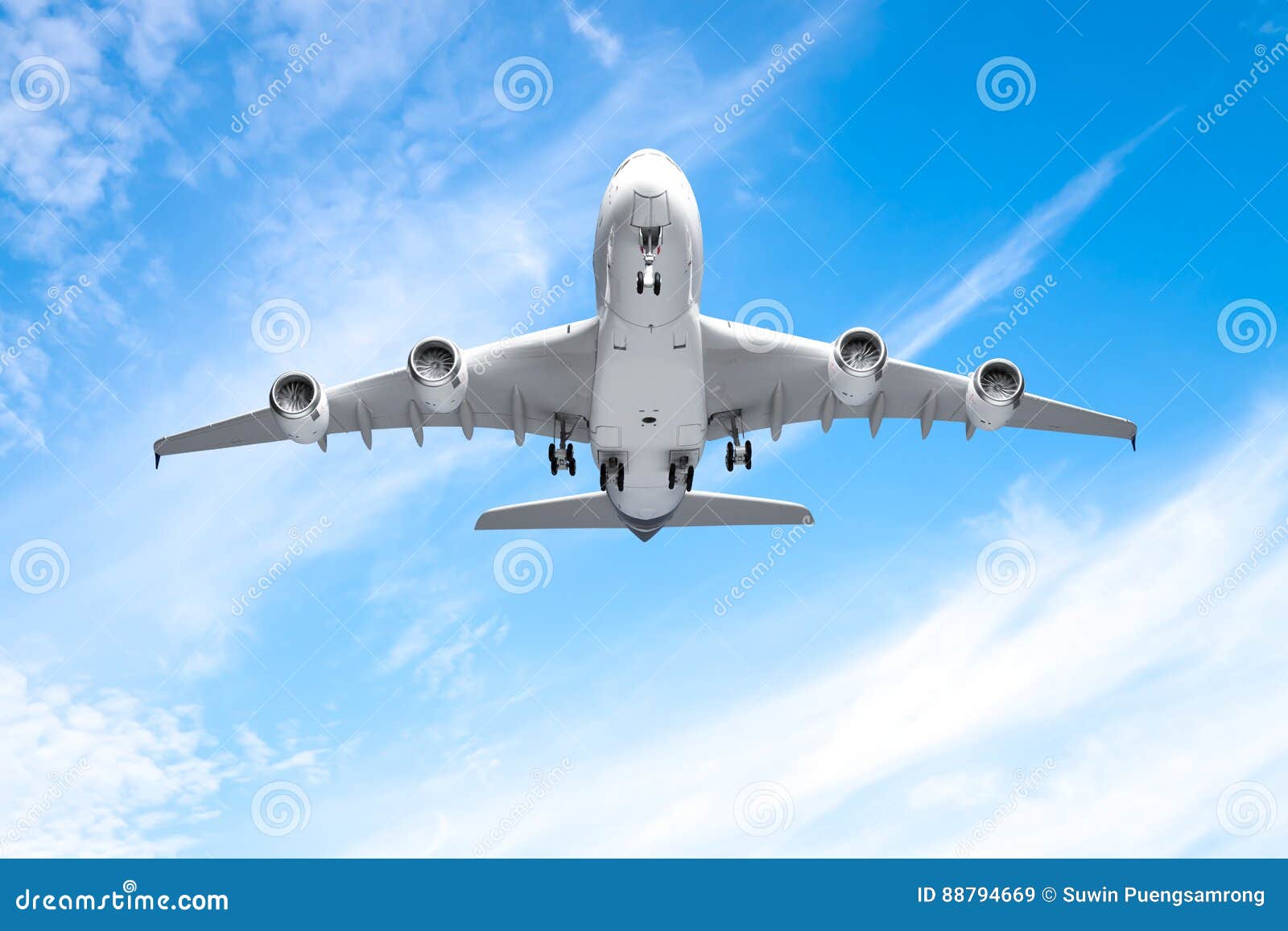 aeroplane flying in the blue sky