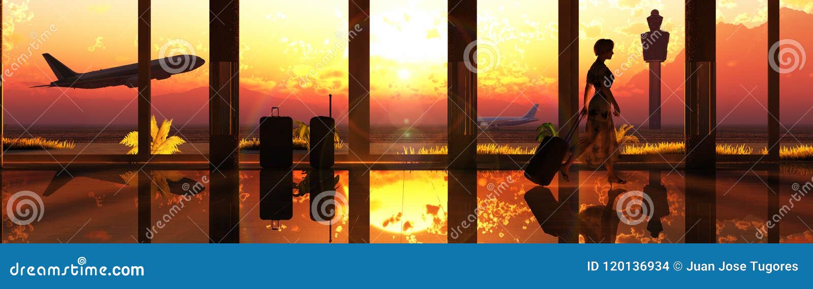 aeropuerto ilustracion 3d