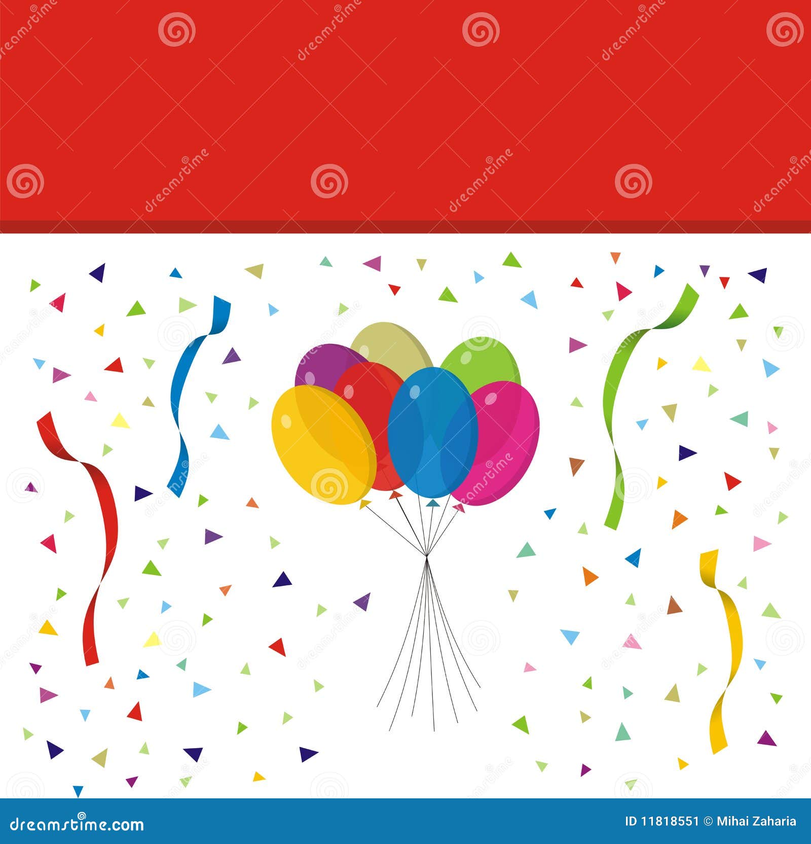 Aerostati del partito. Un'illustrazione degli aerostati e dei coriandoli del partito - può essere usato come priorità bassa della scheda di compleanno