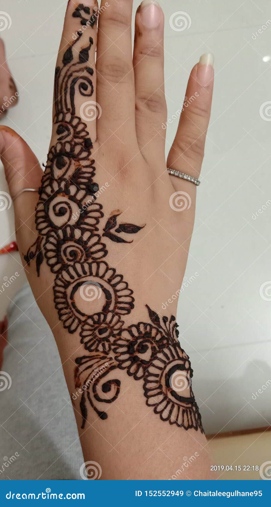 Aesthetic Mehandi Design Draw At Home Editorial Stock Image