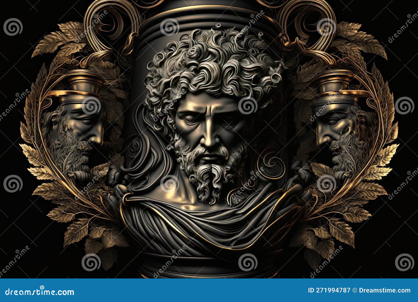 aether greek mythology god black gold vase by generative ai