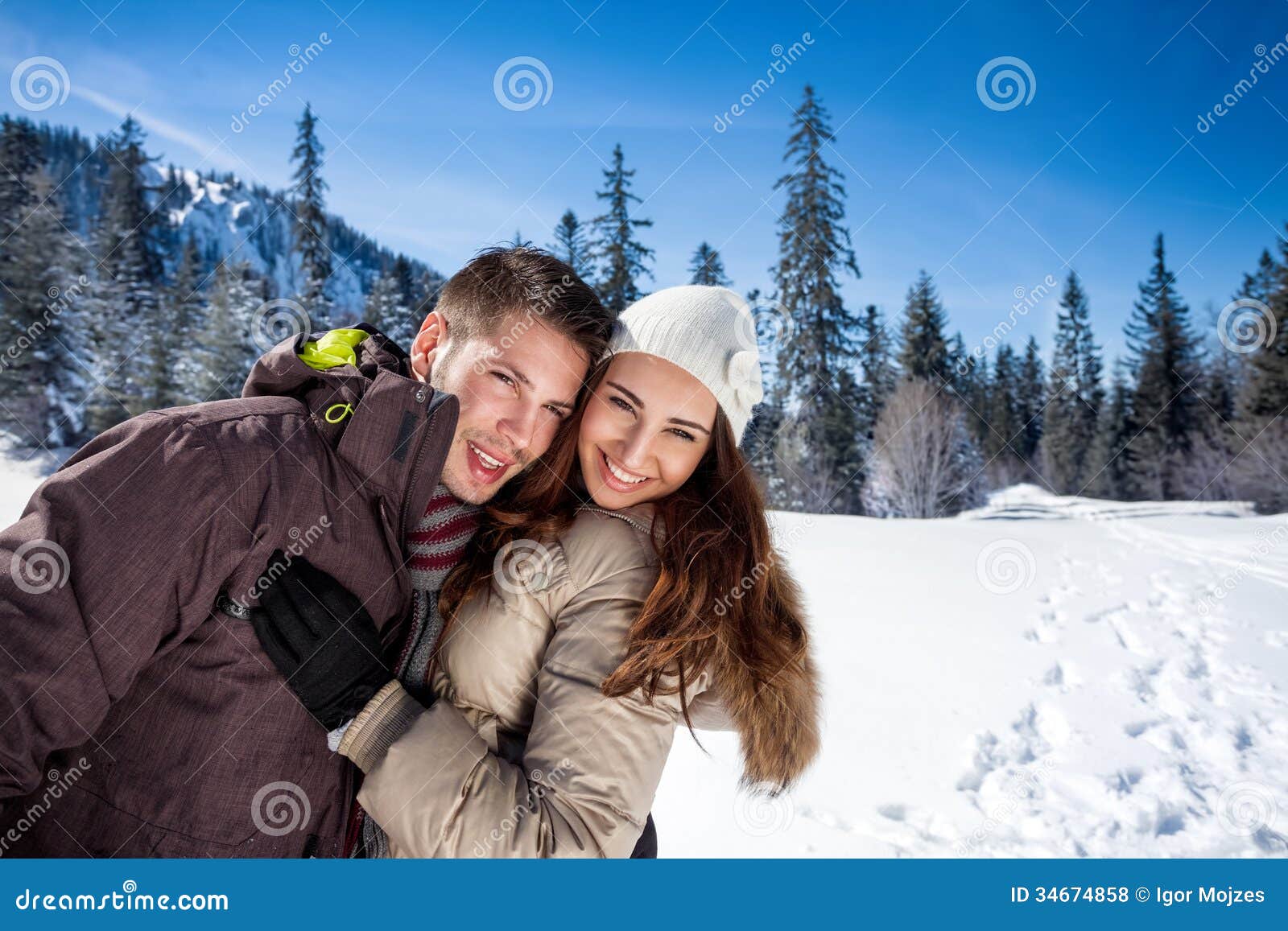 affectionate winter couple