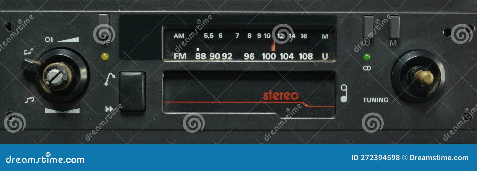 Affichage De La Radio-cassette De Voiture Rétro Photo stock