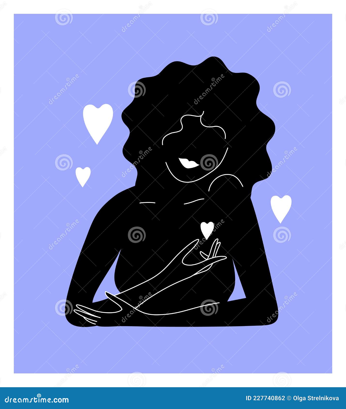 Affiche Abstraite Avec Silhouette Femme Noire Tenant La Forme Du Coeur à La  Main Illustration de Vecteur - Illustration du soin, minimalisme: 227740862