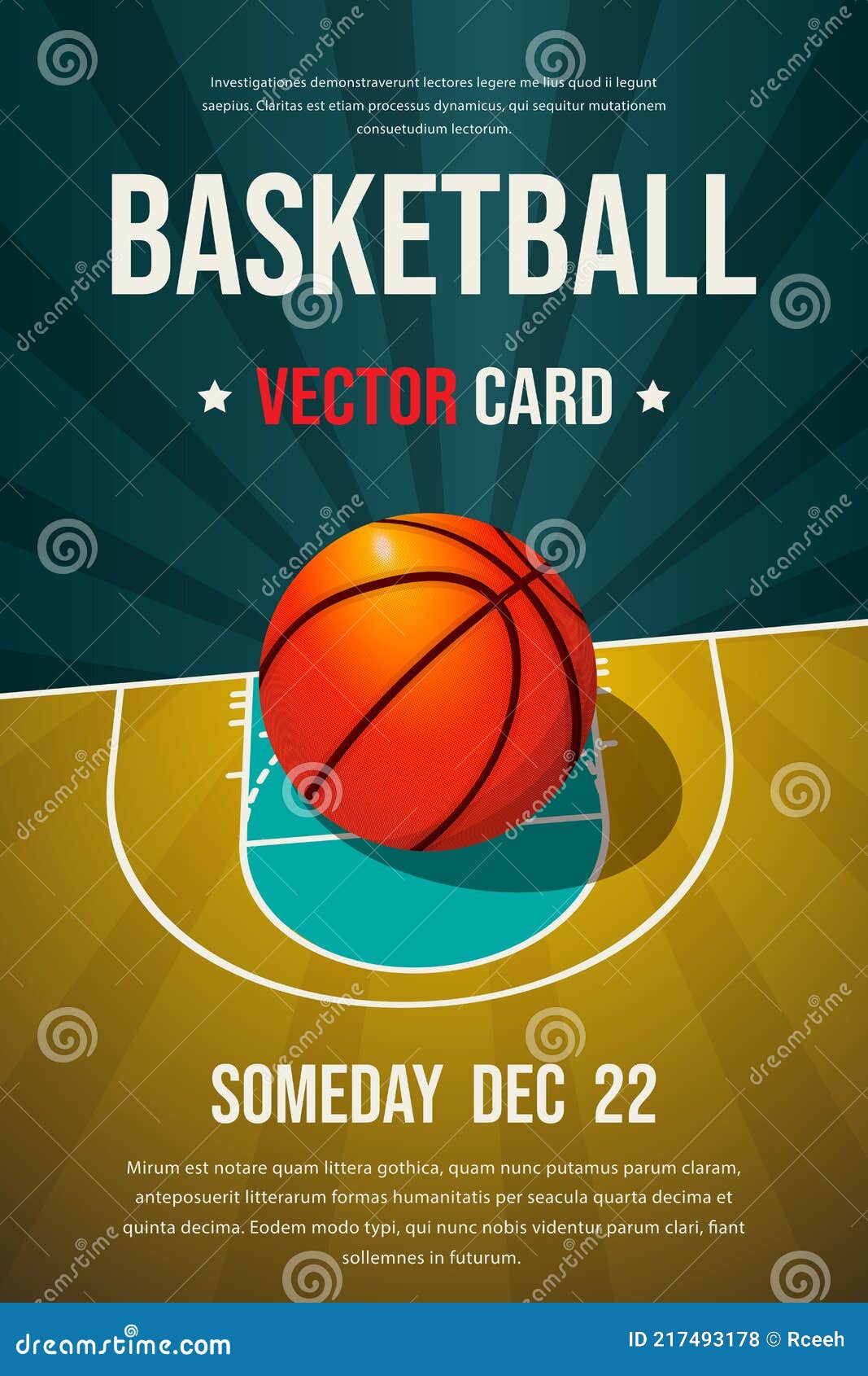 Modèle D'affiche De Tournoi De Basket-ball Avec Ballon Et Lieu Pour La  Photo Illustration de Vecteur - Illustration du matériel, fond: 216767137