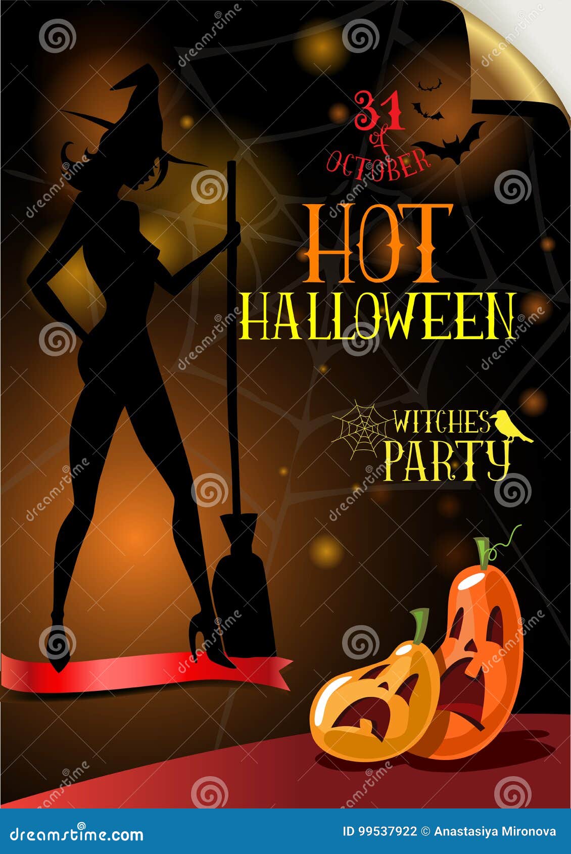 Affiche pour la partie de Halloween. Affiche pour la partie chaude de Halloween de sorcières