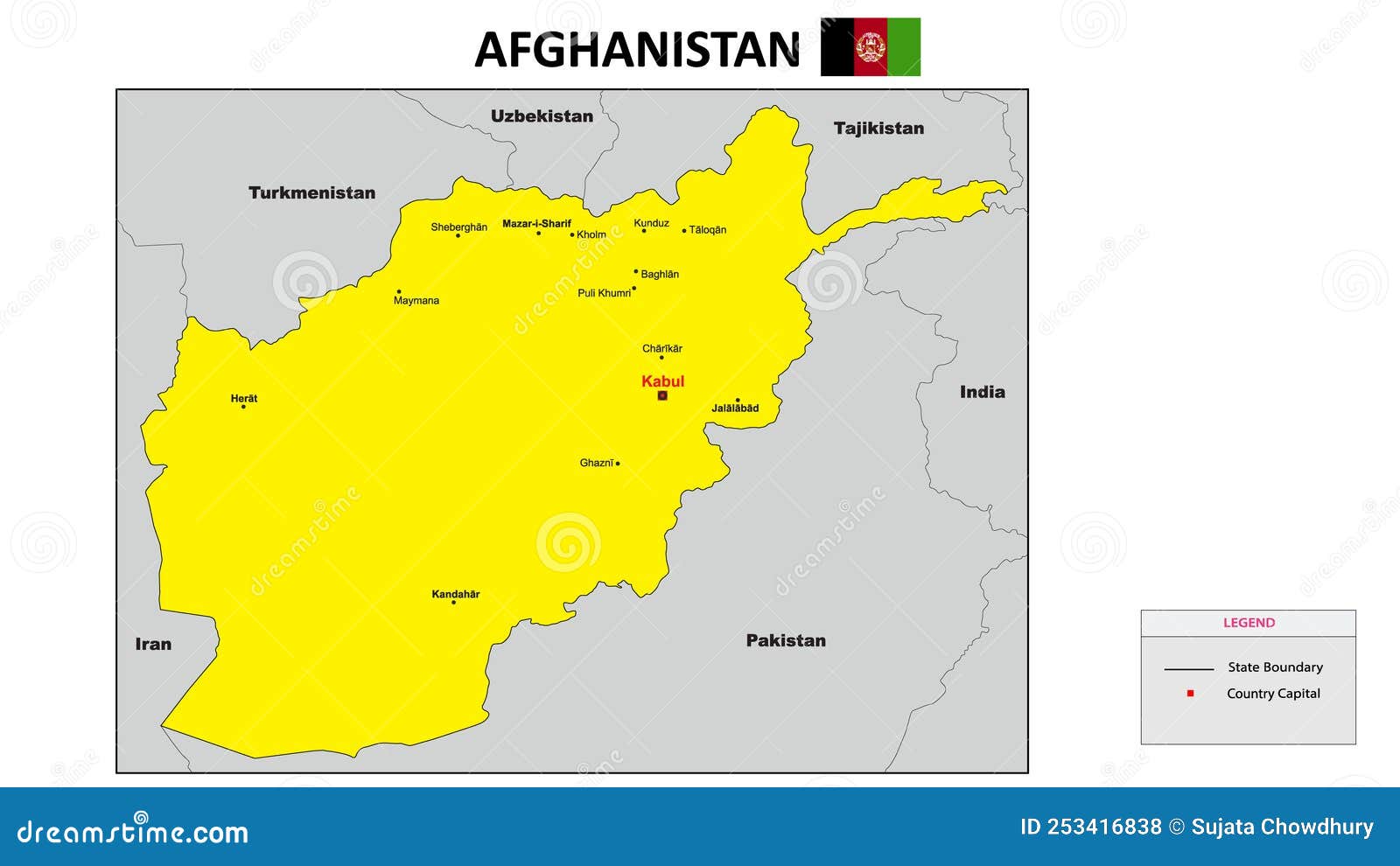 Afghanistan Map. State and District Map of Afghanistan Stock Vector