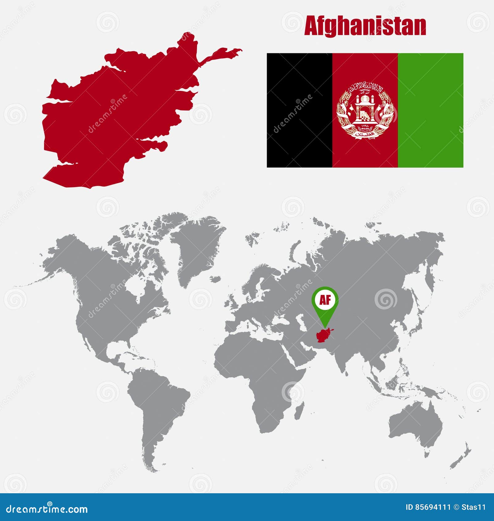 World Map With Afghanistan Highlighted Map