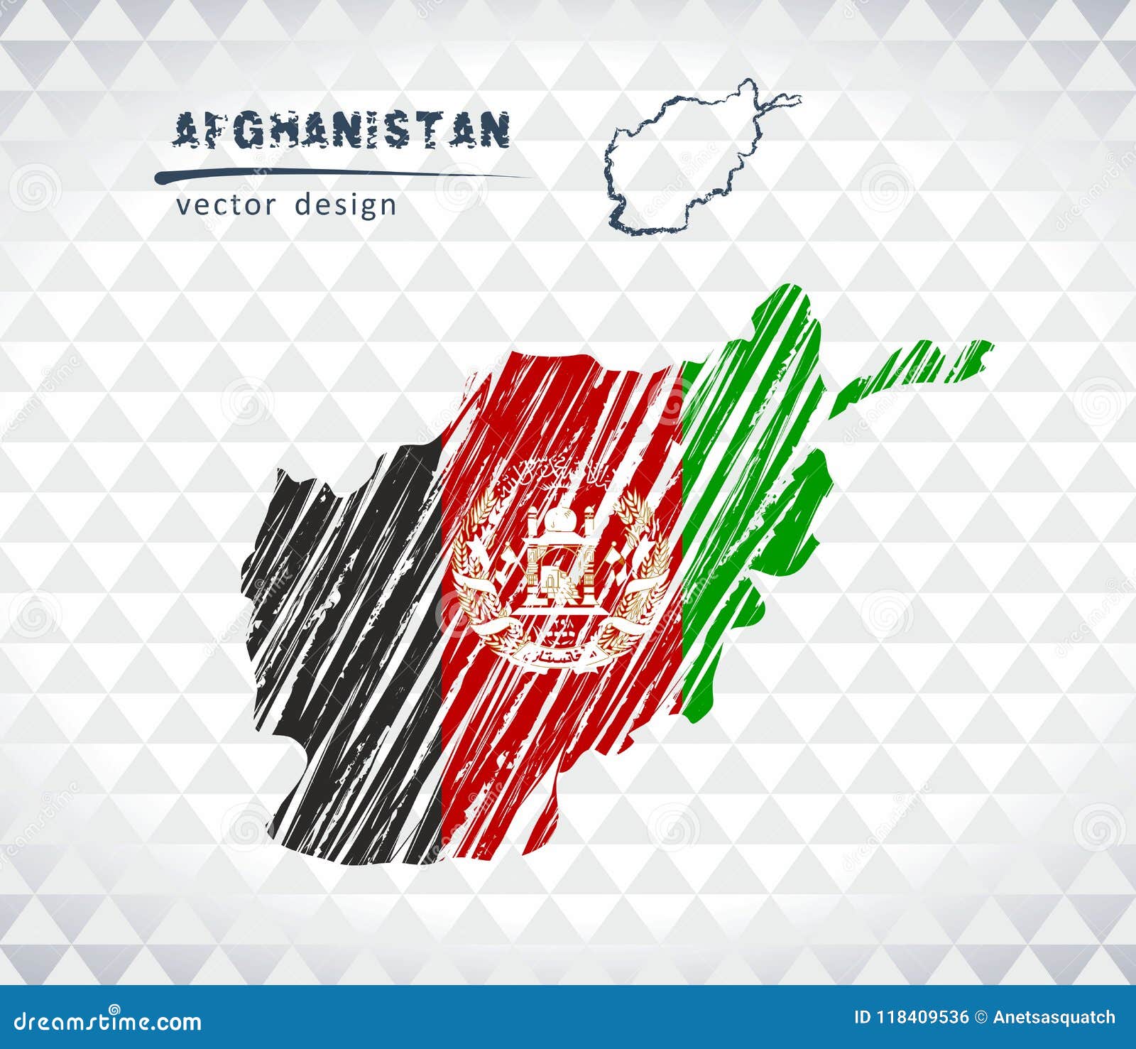 Afghanistan Vector Map with Flag Inside Isolated on a White Background