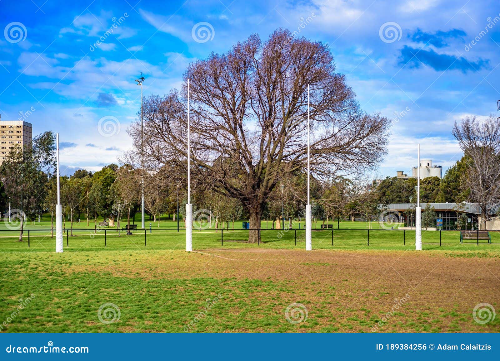 Australian Football League Goal Posts Photo - Image of empty, grass: 189384256