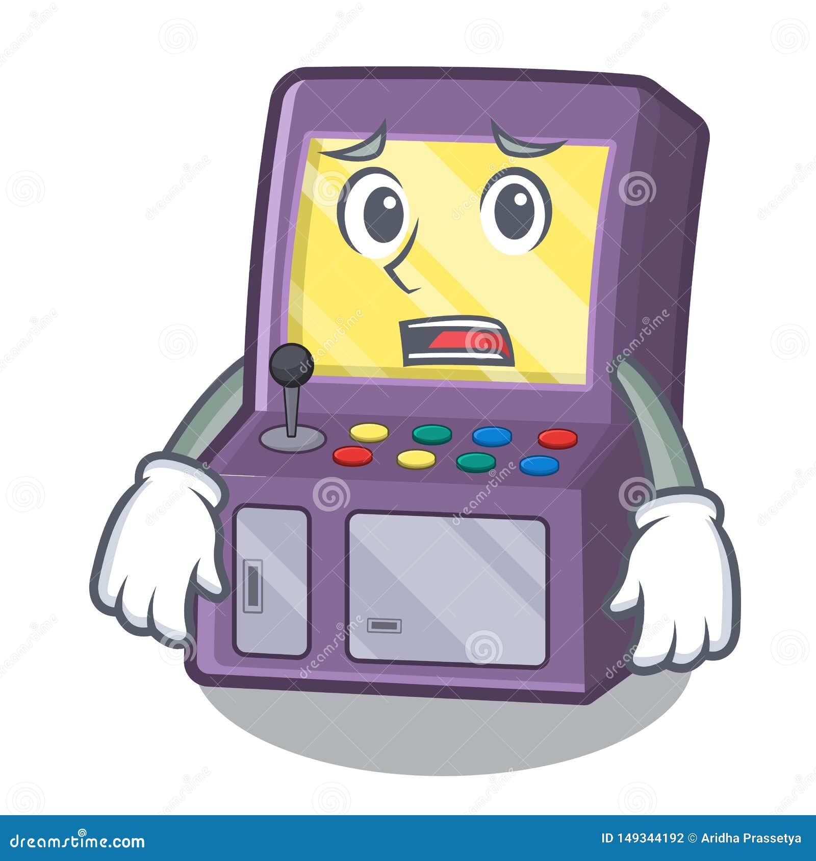 Afraid Arcade Machine Next To Mascot Table Stock Vector - Illustration ...