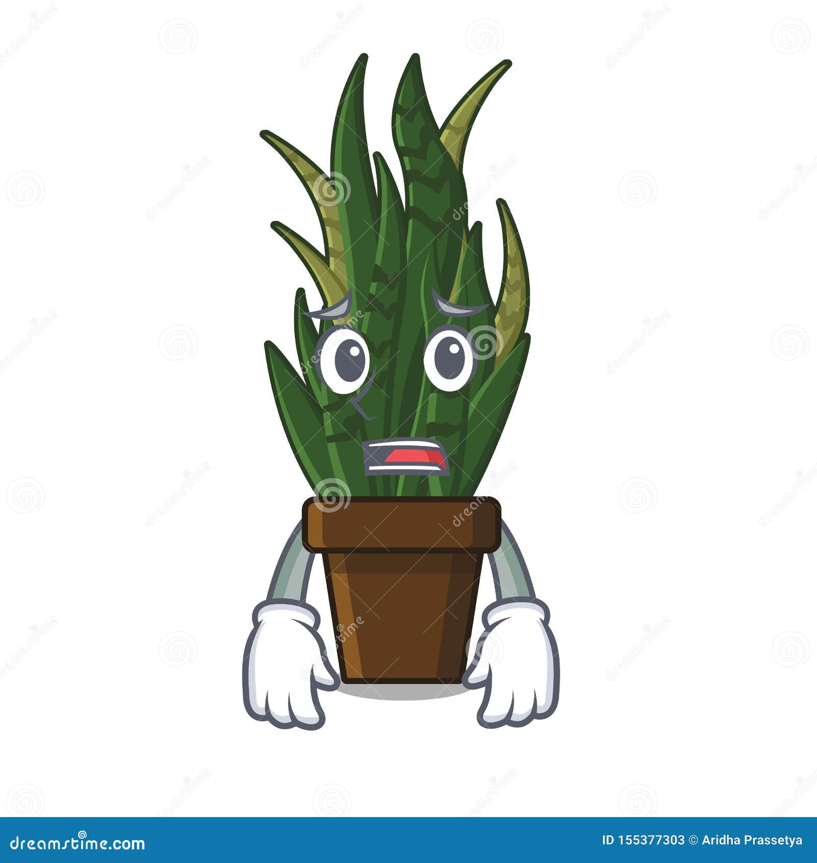 Afraid Snake Plant with the Character Shape Stock Vector Illustration