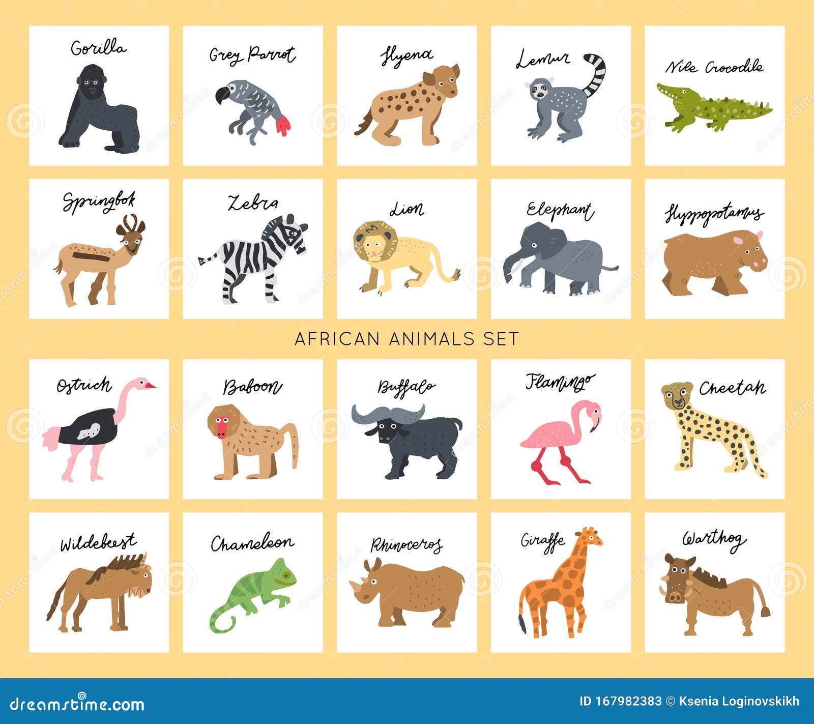 Africa Animals Vector stock vector. Illustration of gorilla - 167982383