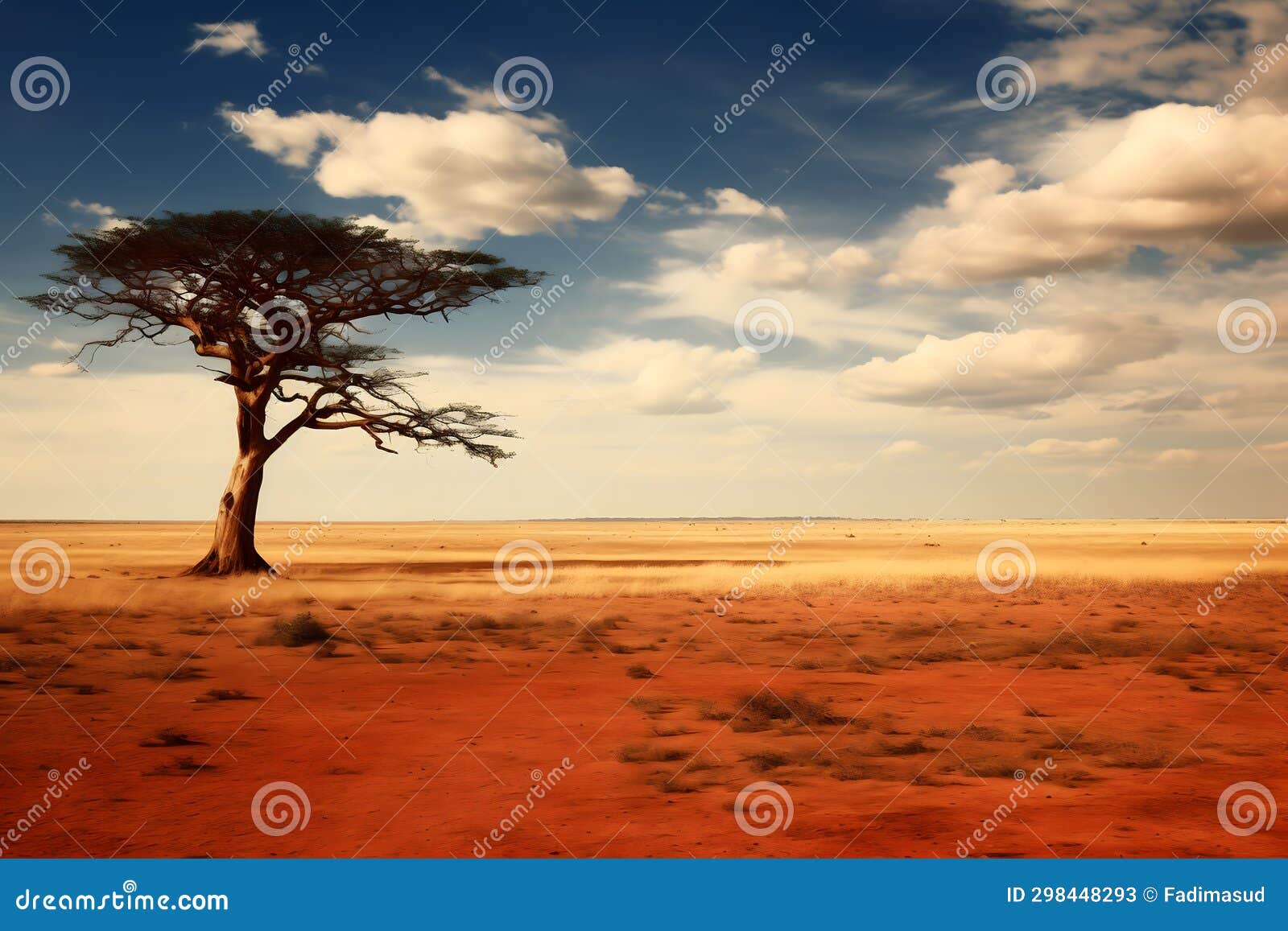 Africa Background, Giraffe in the Savannah, Tree in the Savannah Stock