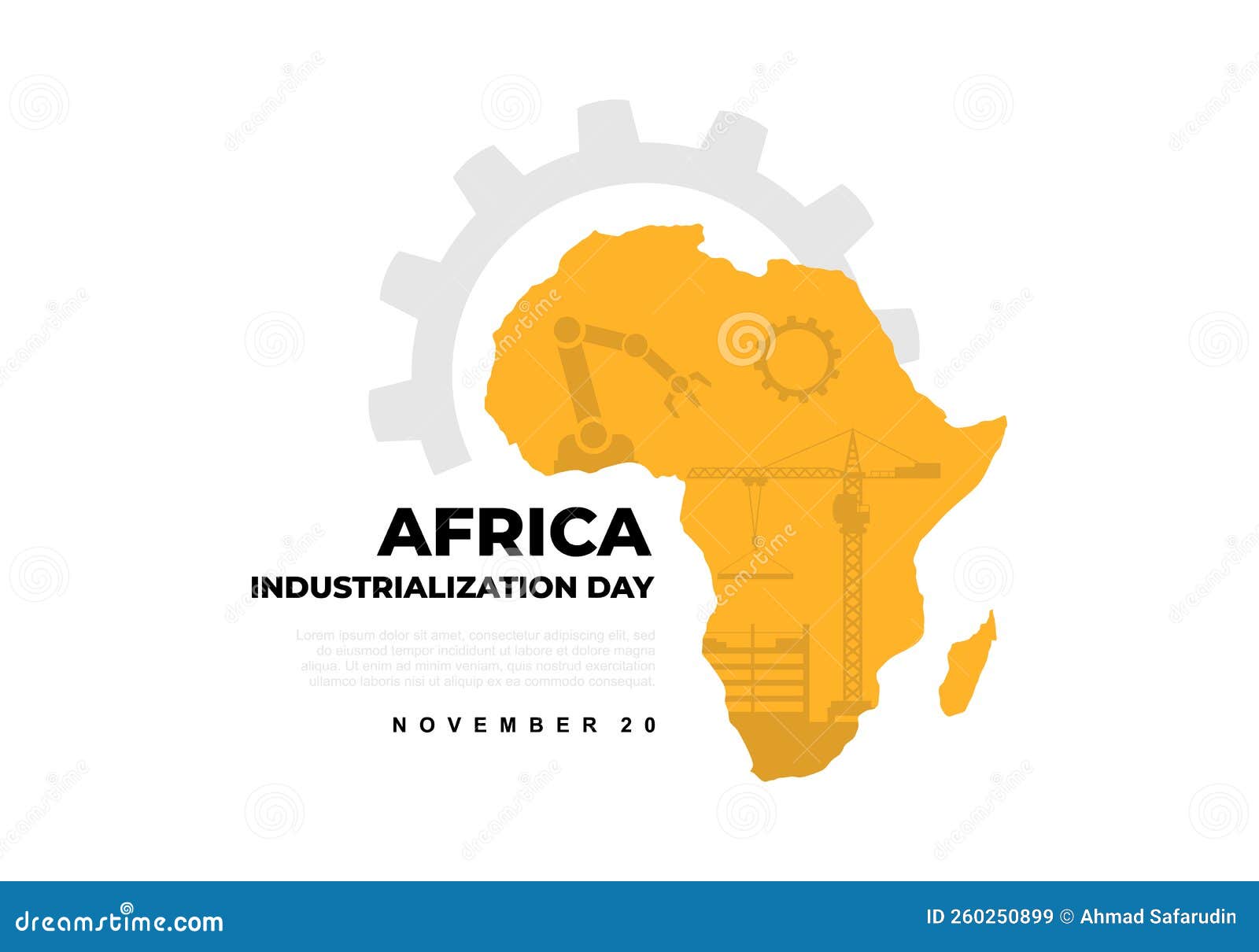 Africa Industrialization Day Background with Africa Map Isolated on