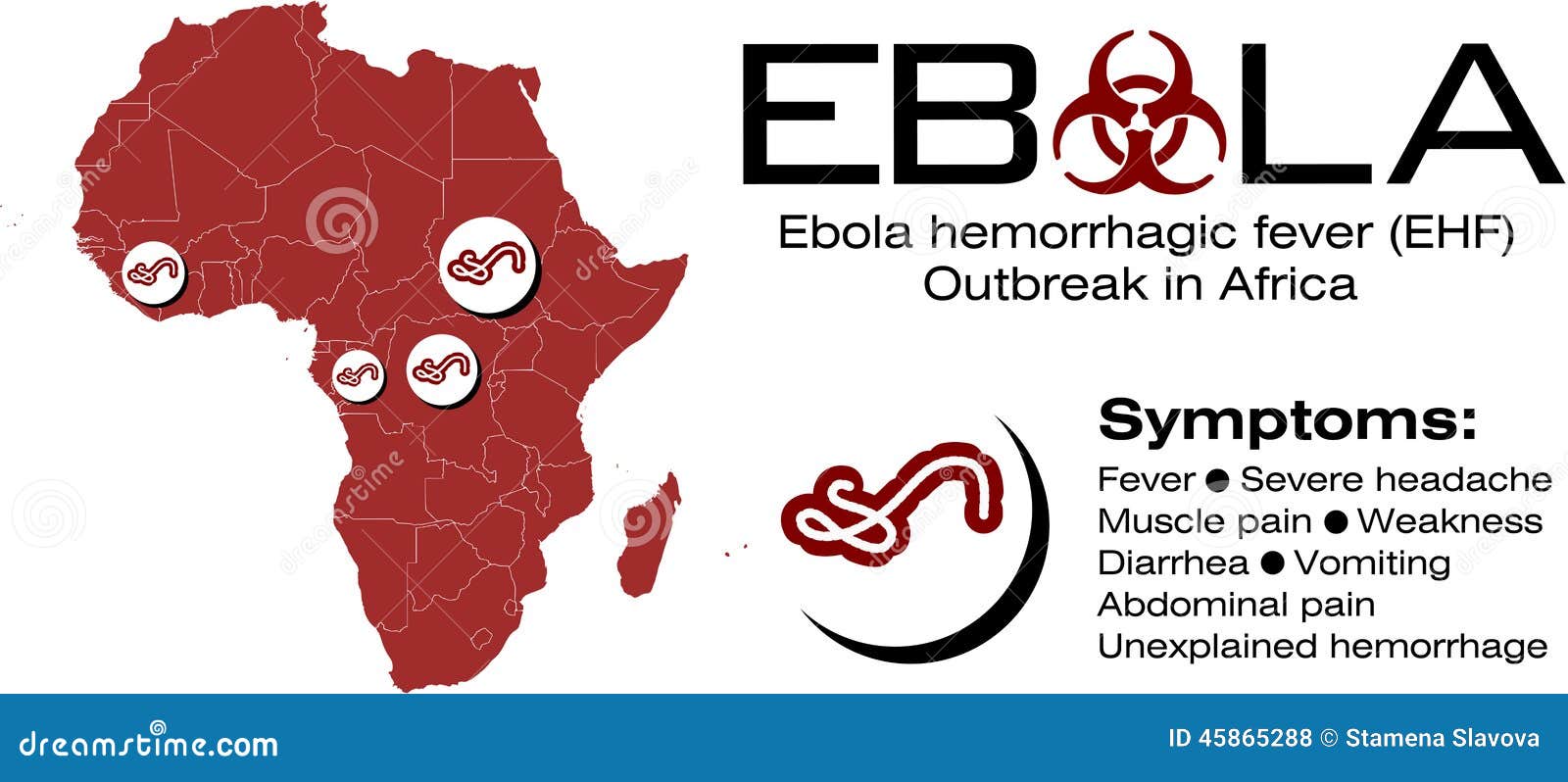 africa map with ebola text and biohazard 