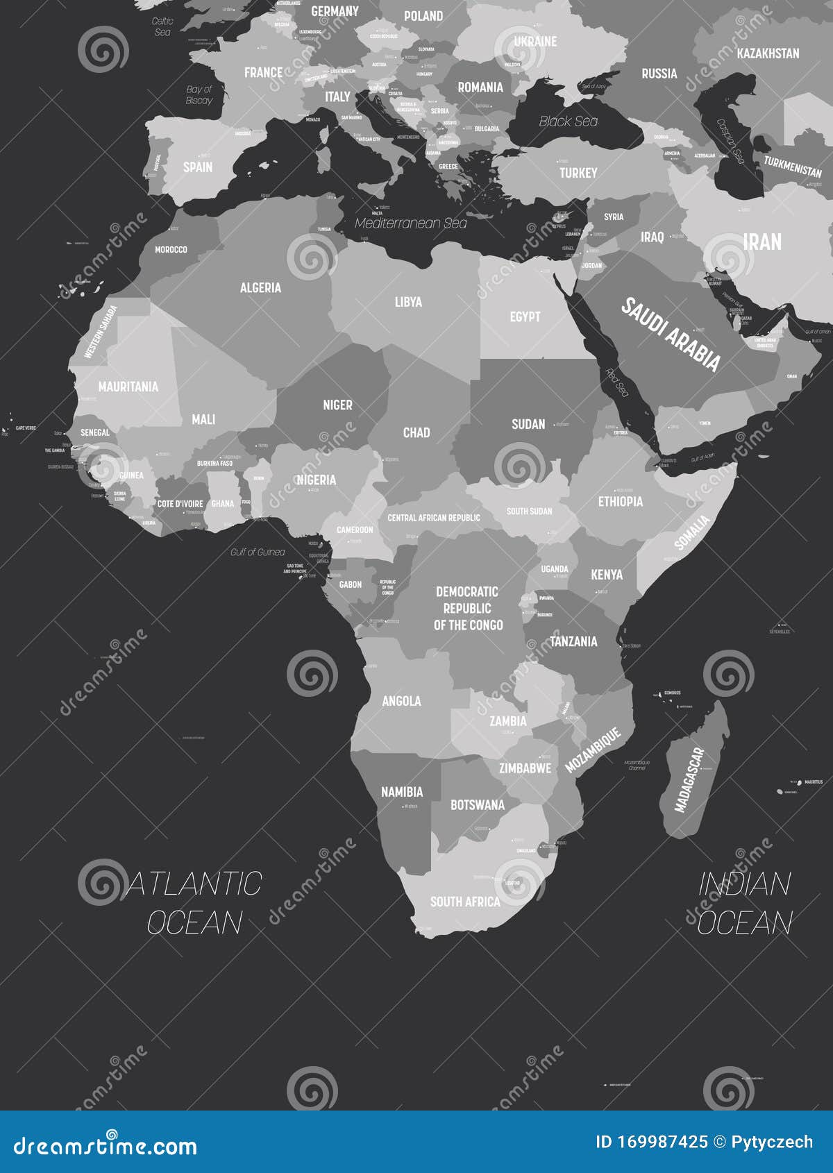 Africa Map Countries Black And White