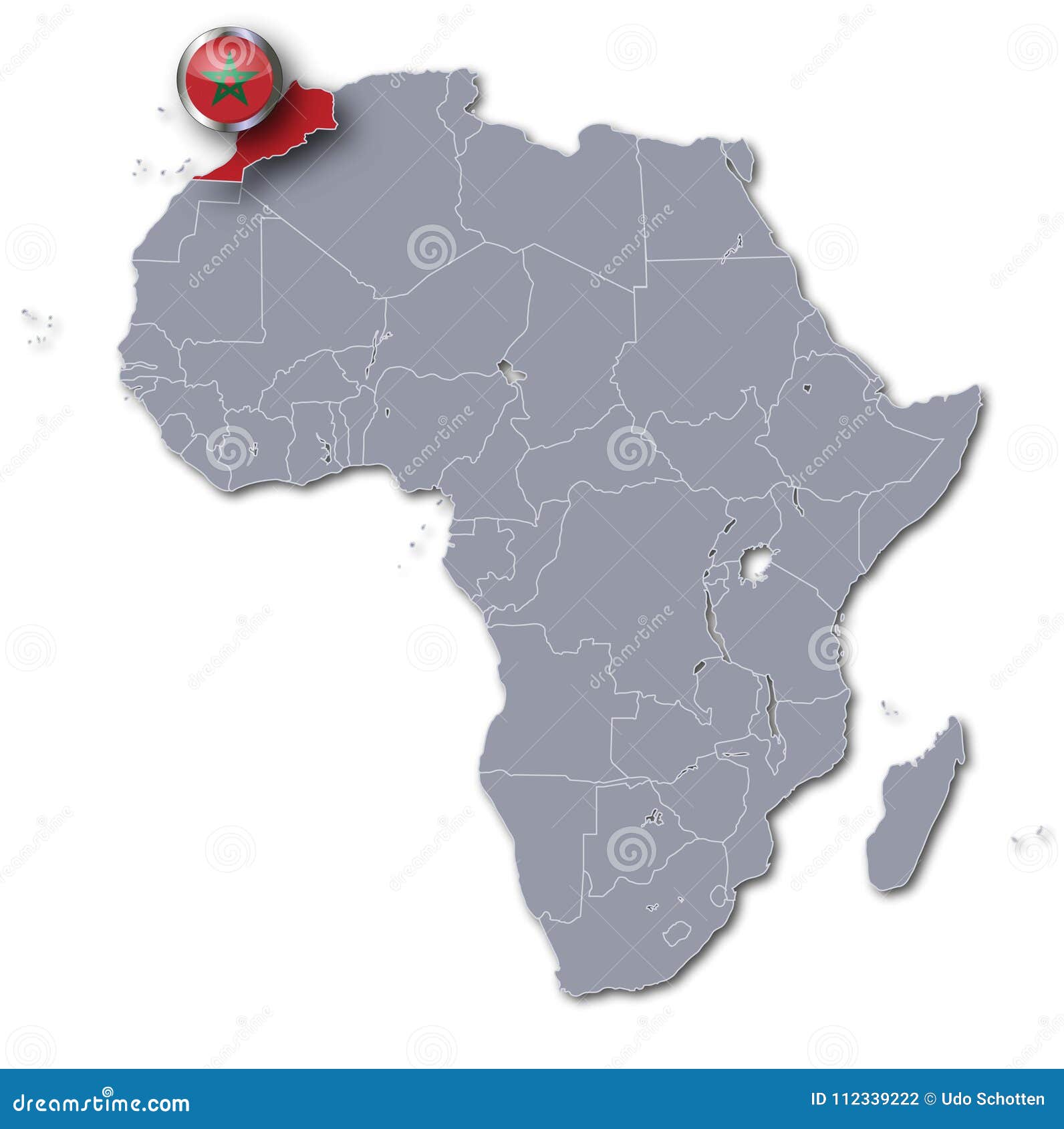 Africa map with Morocco stock illustration. Illustration of gray