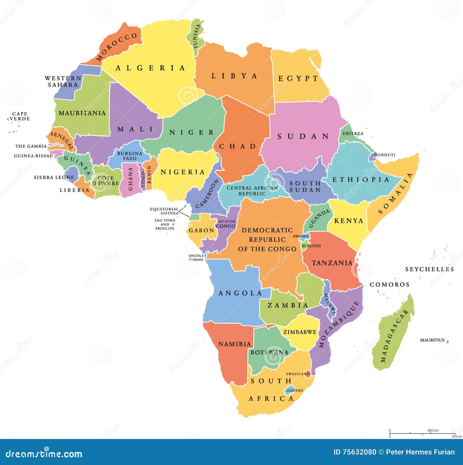 africa single states political map