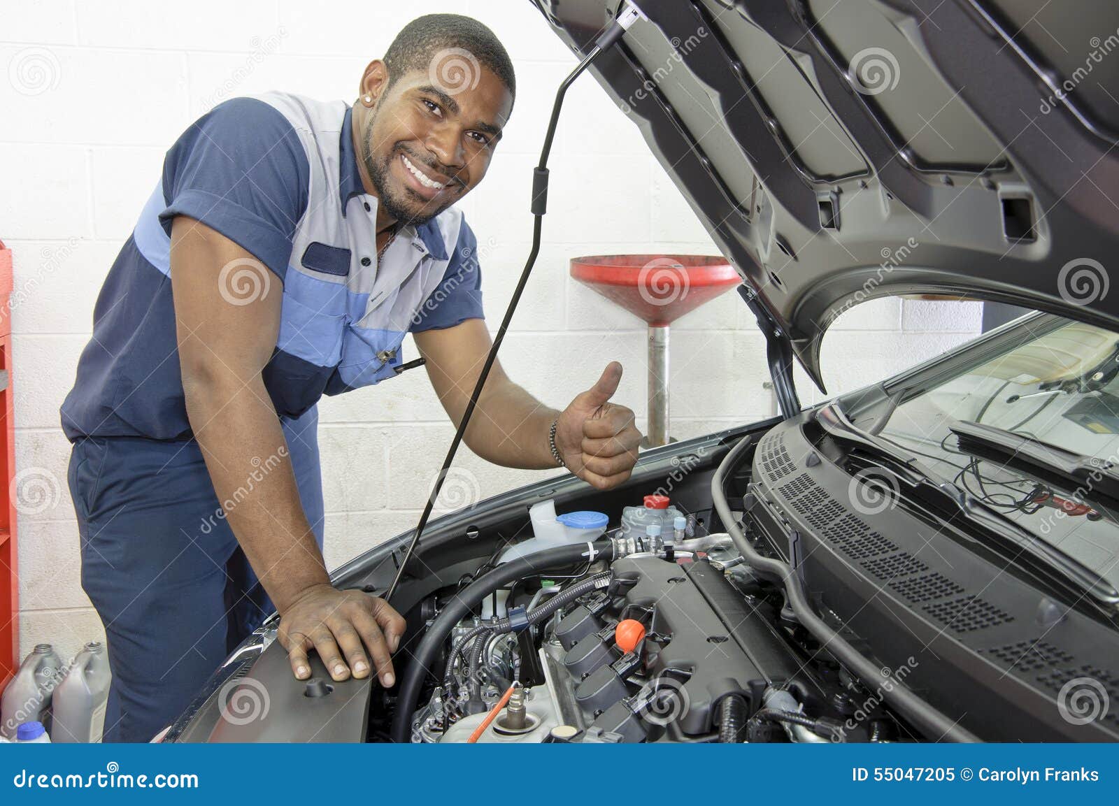 AfricanAmerican Auto Tech Gives Thumbs Up Stock Image Image of males