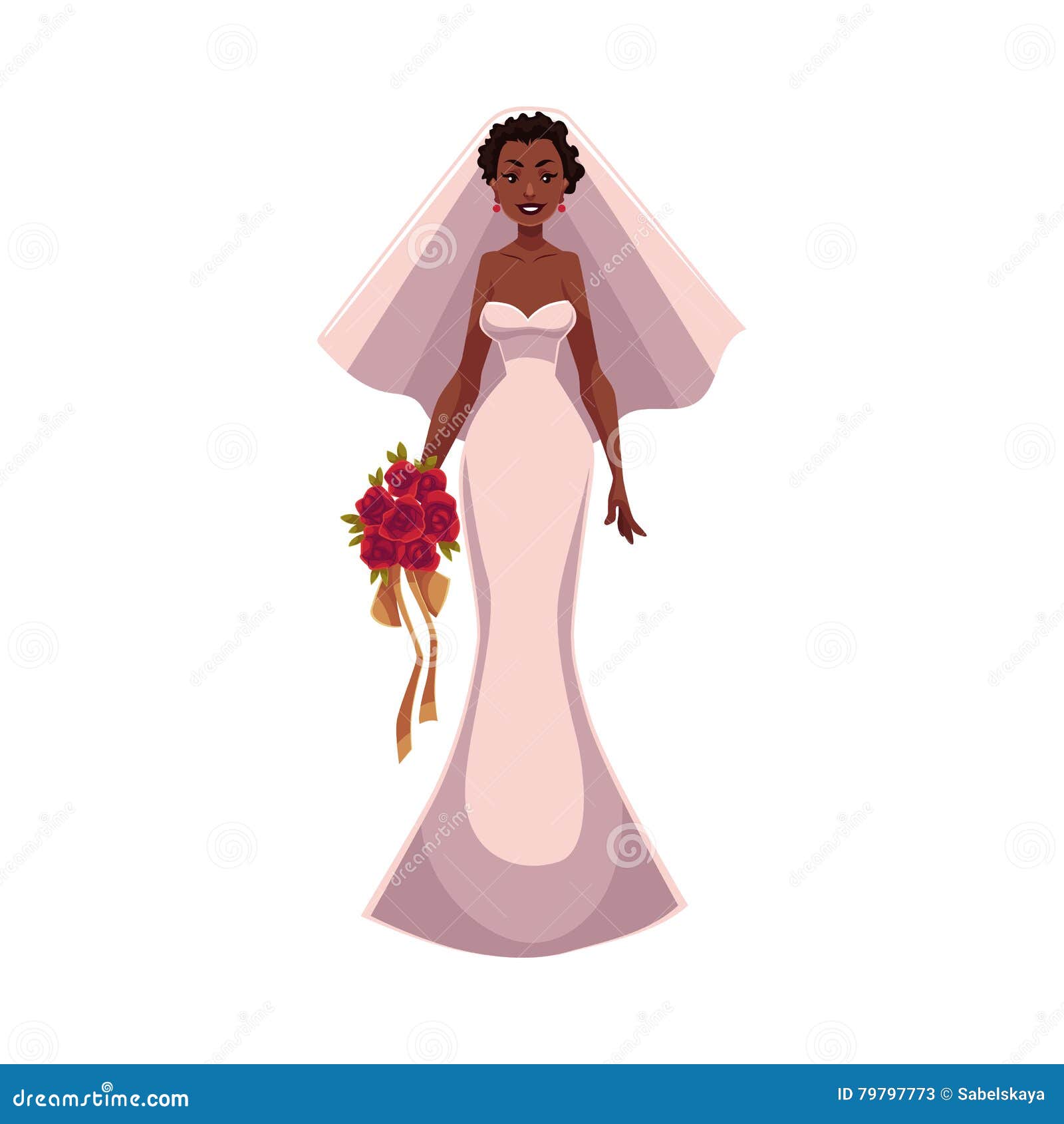 black woman clipart. Clipart of Beautiful elegant black woman in wedding gown wedding clipart
