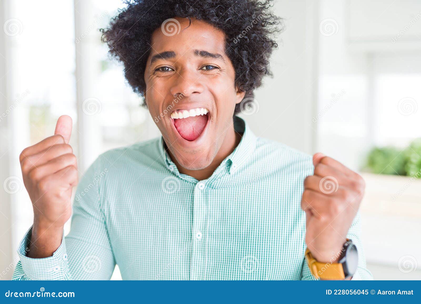 African American Business Man Wearing Elegant Shirt Excited for Success ...