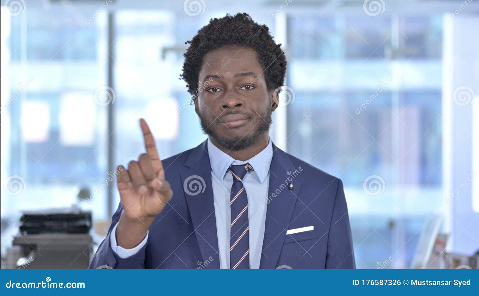 African American Businessman Saying No with Finger Sign Stock Photo ...