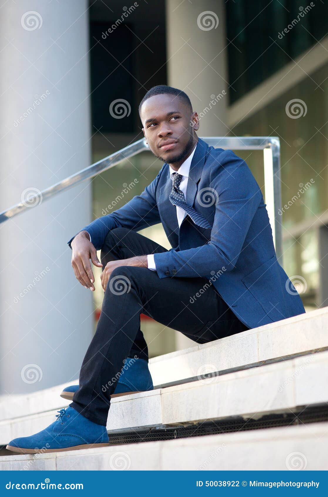 African American Businessman Sitting in the City Stock Photo - Image of ...