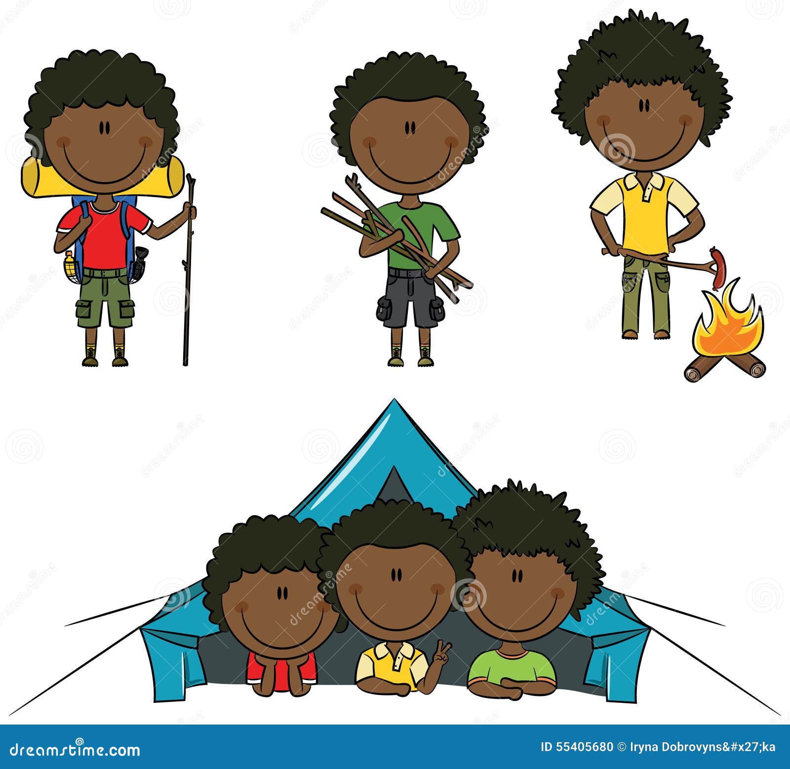 Download African-American Camping Boys Stock Vector - Illustration ...