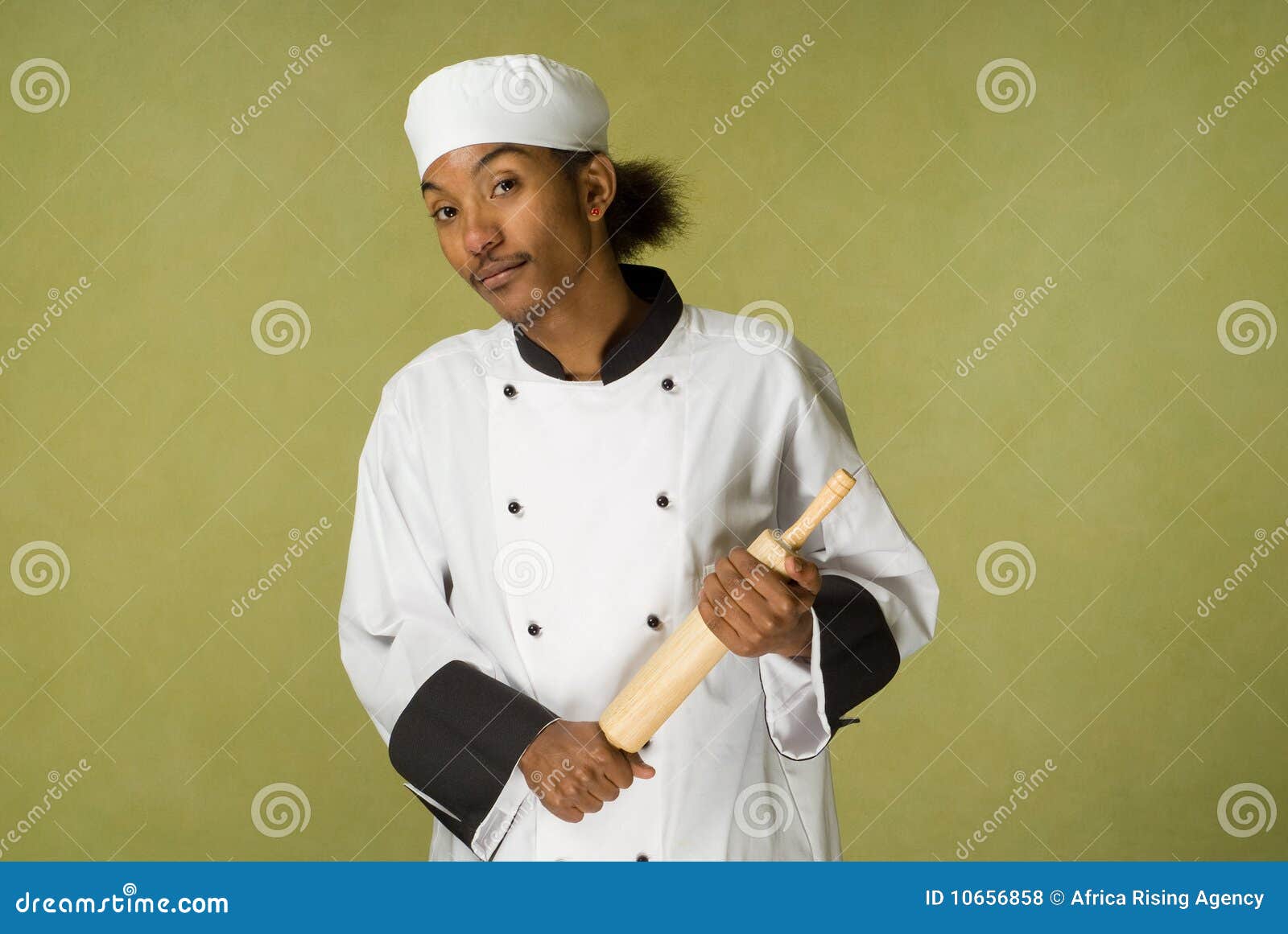 African American Chef Holding Rolling Pin Stock Photo - Image of