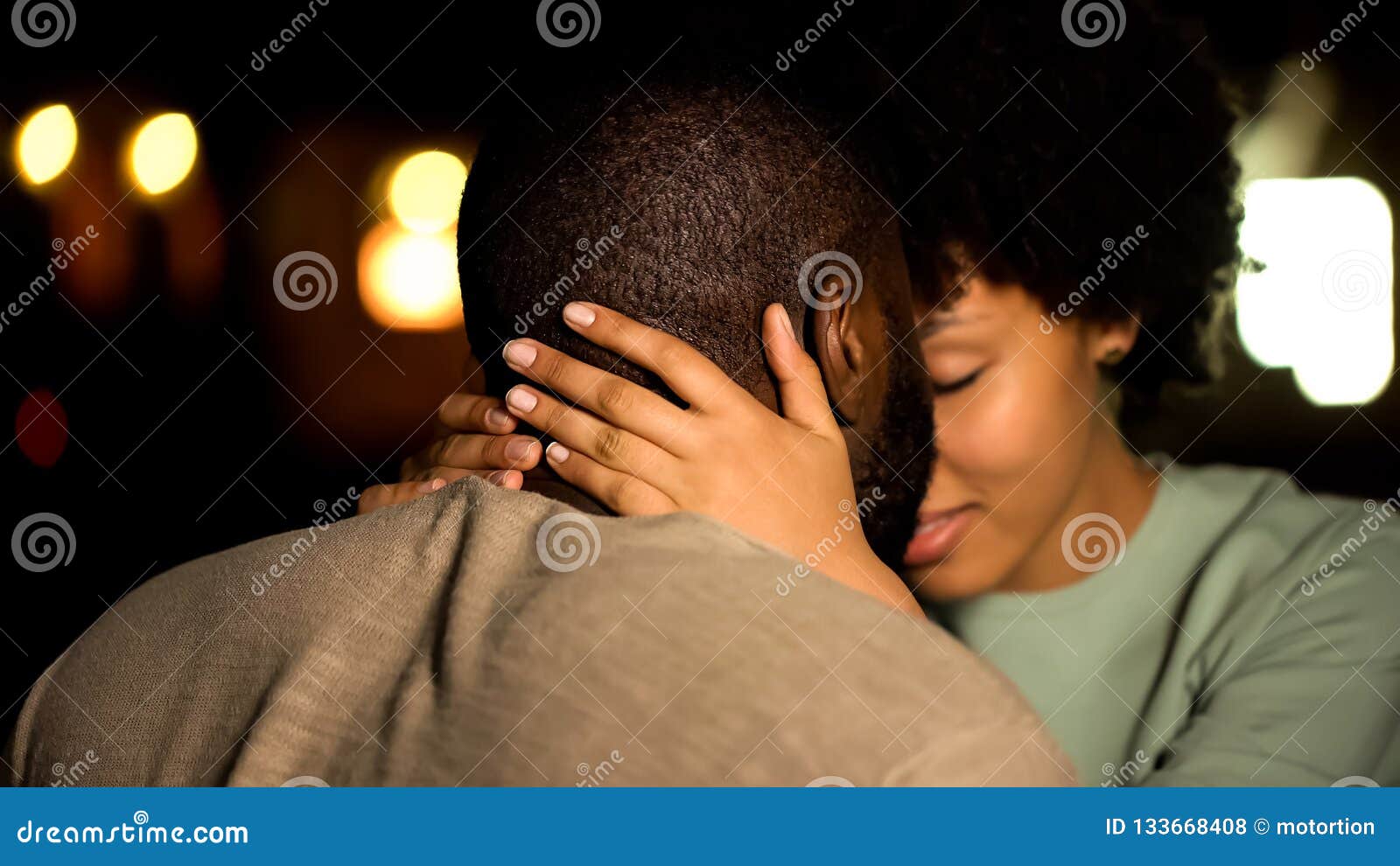 african american couple nuzzling, intimate date, sexual desire, seducing girl